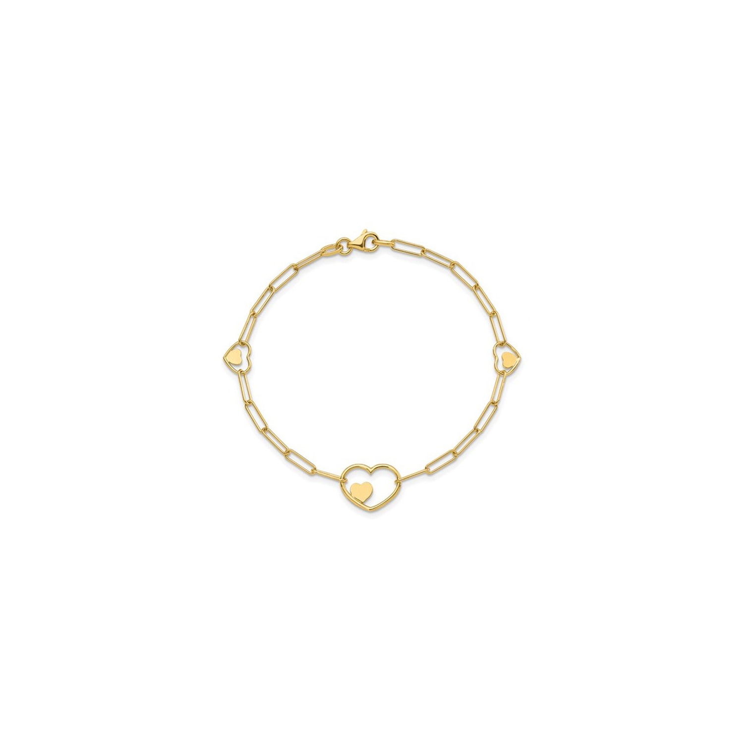 Bracelet de liaison cardiaque en or jaune 14K