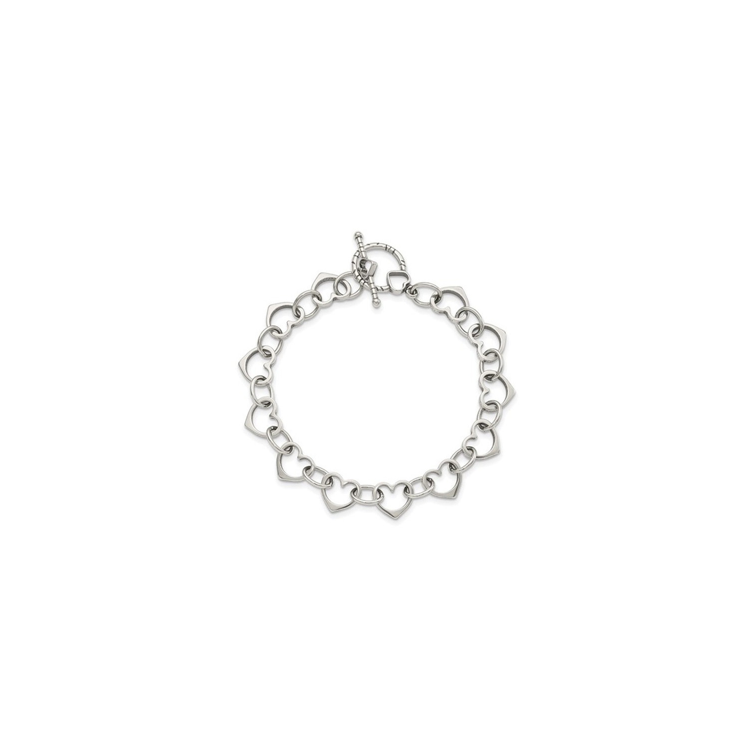 Bracelet de liaison de c?ôur et de cercle en argent sterling