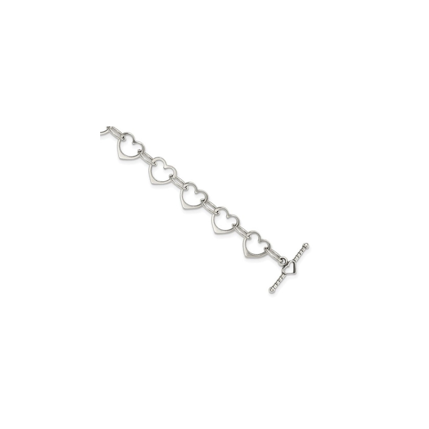 Bracelet de liaison de c?ôur et de cercle en argent sterling