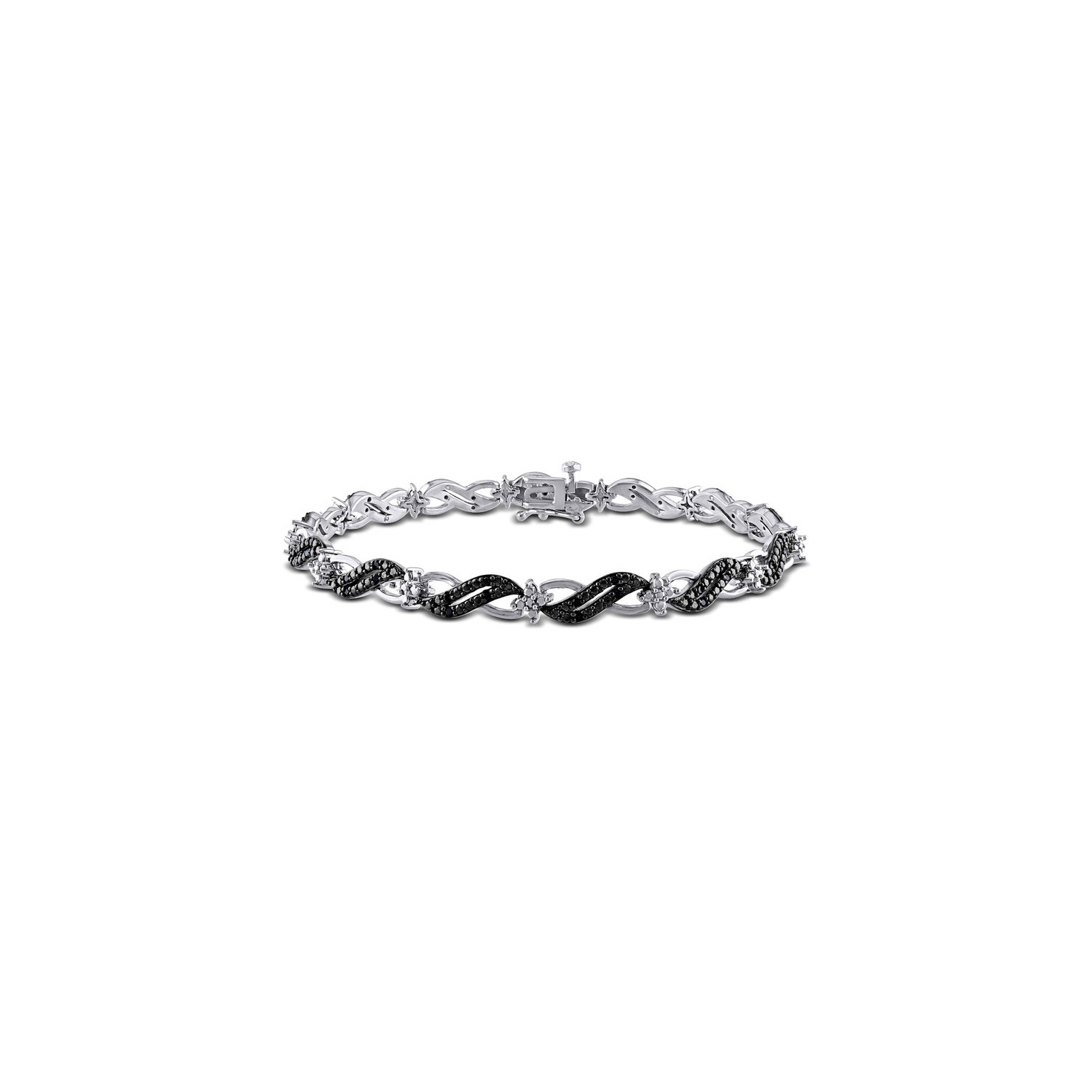 1/4 carat Bracelet de tennis en diamant noir en argent sterling (7,5 pouces)