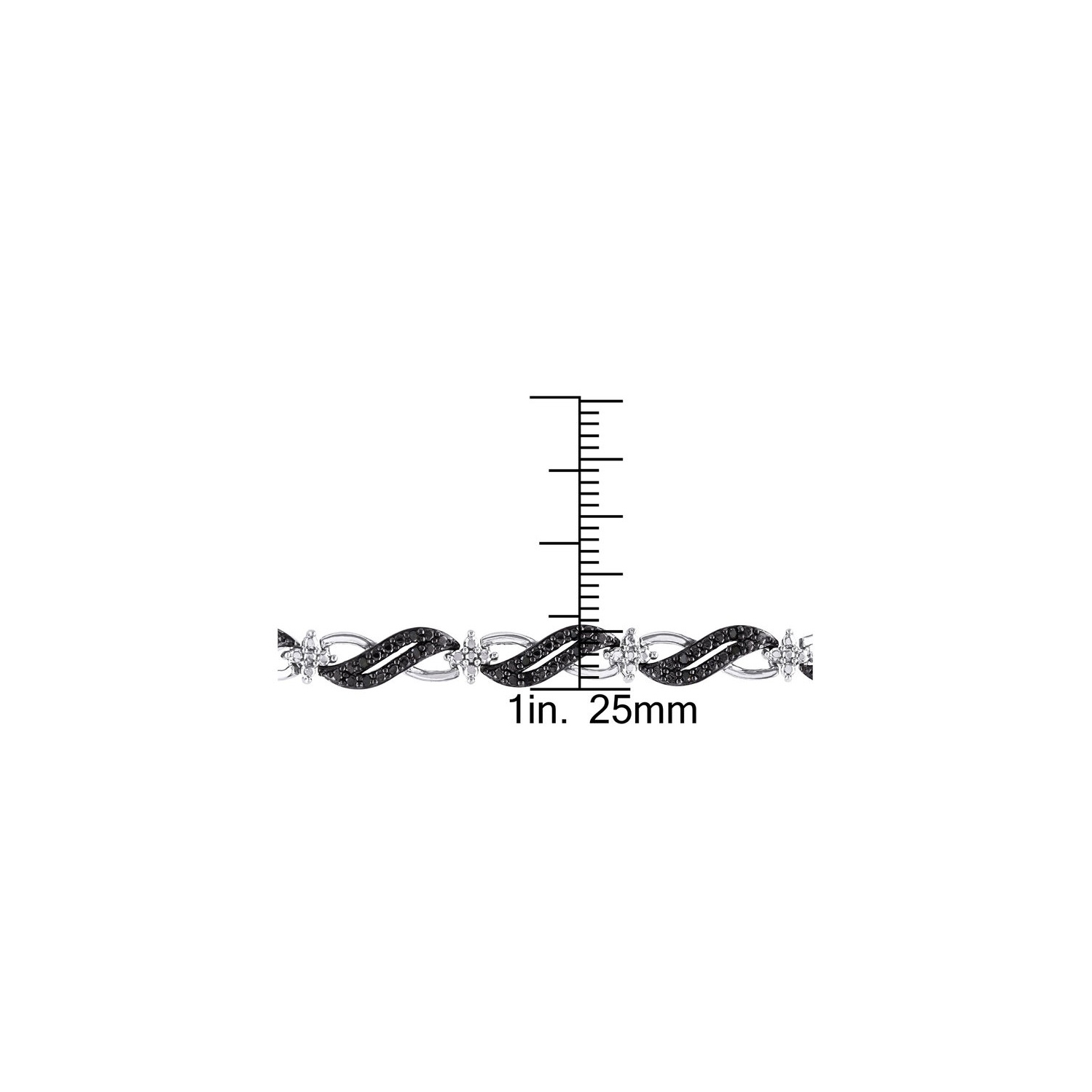 1/4 carat Bracelet de tennis en diamant noir en argent sterling (7,5 pouces)