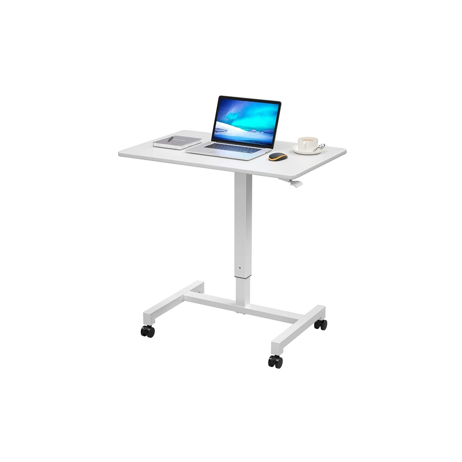 FitDesk Adjustable Height Mobile Standing Desk (WHITE)
