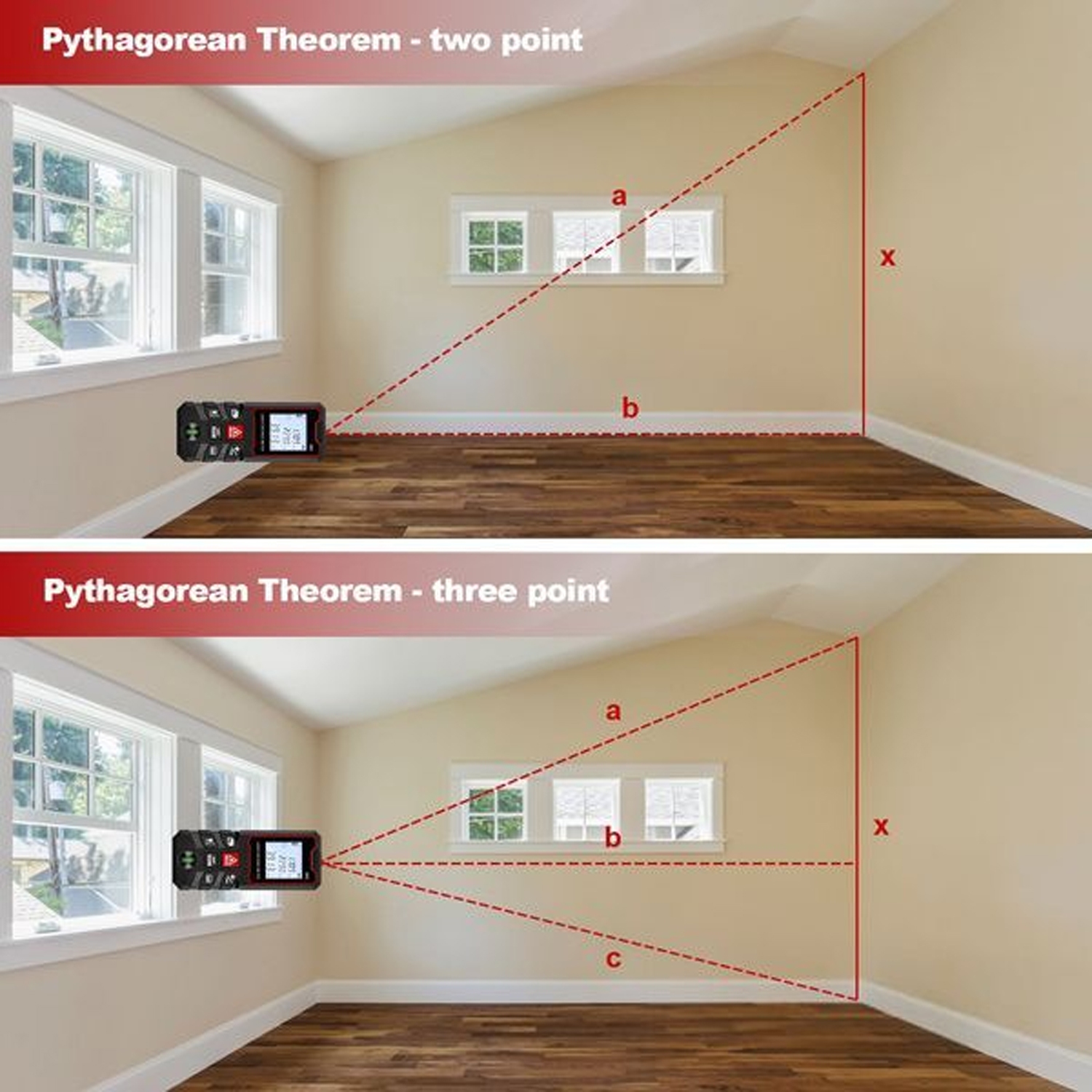 60&nbsp;m Mesure LCD de distance numérique Niveau de mini télémètre Distance/Surface/Volume/Pythagorée Stockage des données de l'outil de mesure