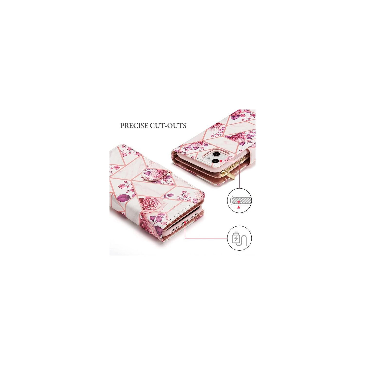 Étui-portefeuille folio en cuir avec MagSafe de SuperShield pour iPhone 14 plus - Rose