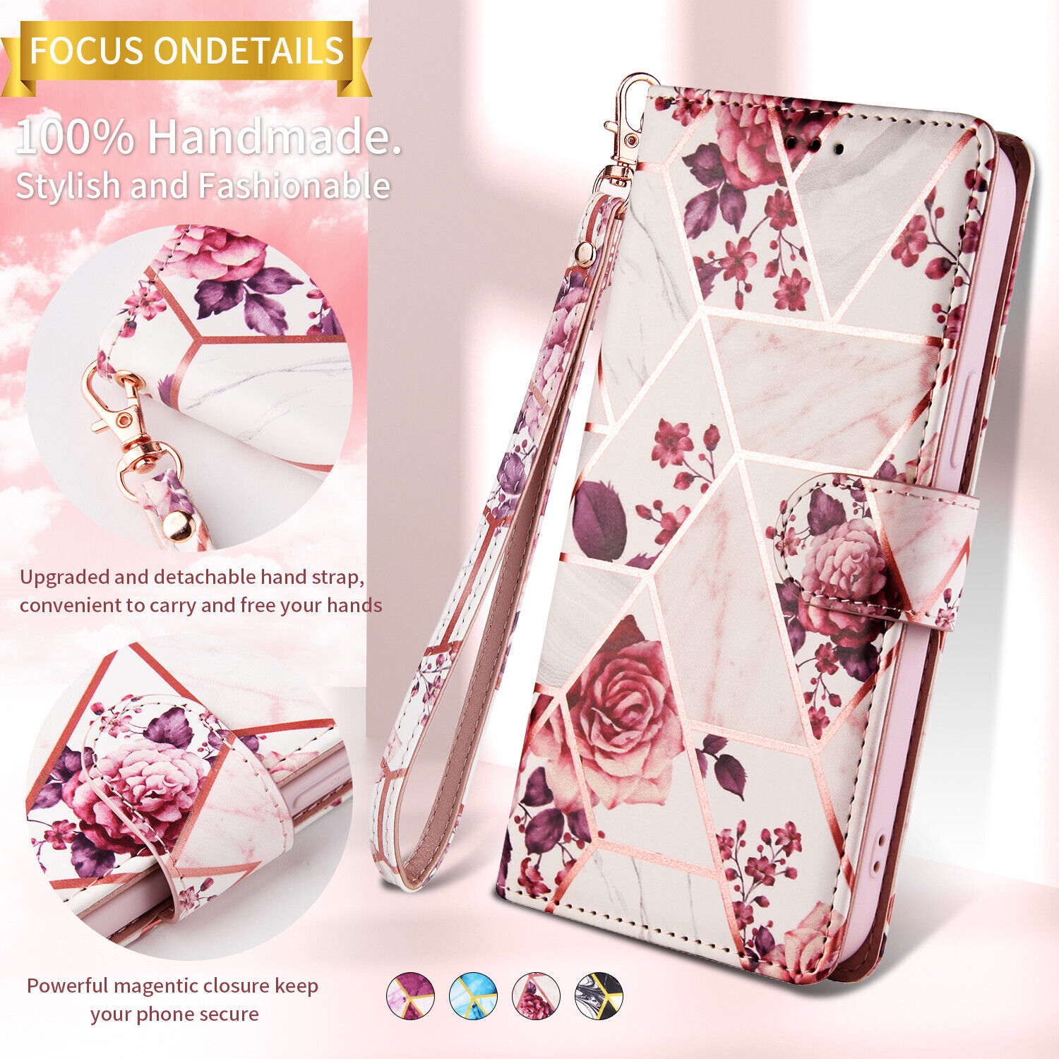 Étui-portefeuille folio en cuir avec MagSafe de SuperShield pour iPhone 14 plus - Rose