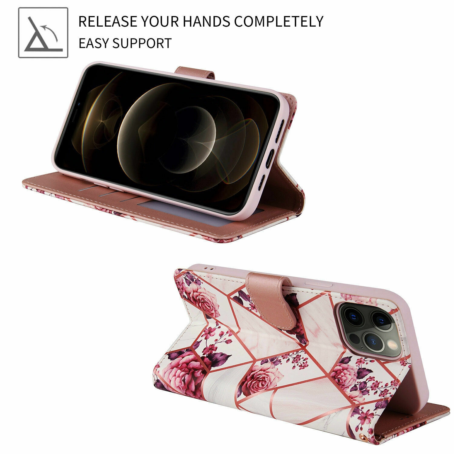 Étui-portefeuille folio en cuir avec MagSafe de SuperShield pour iPhone 14 plus - Rose