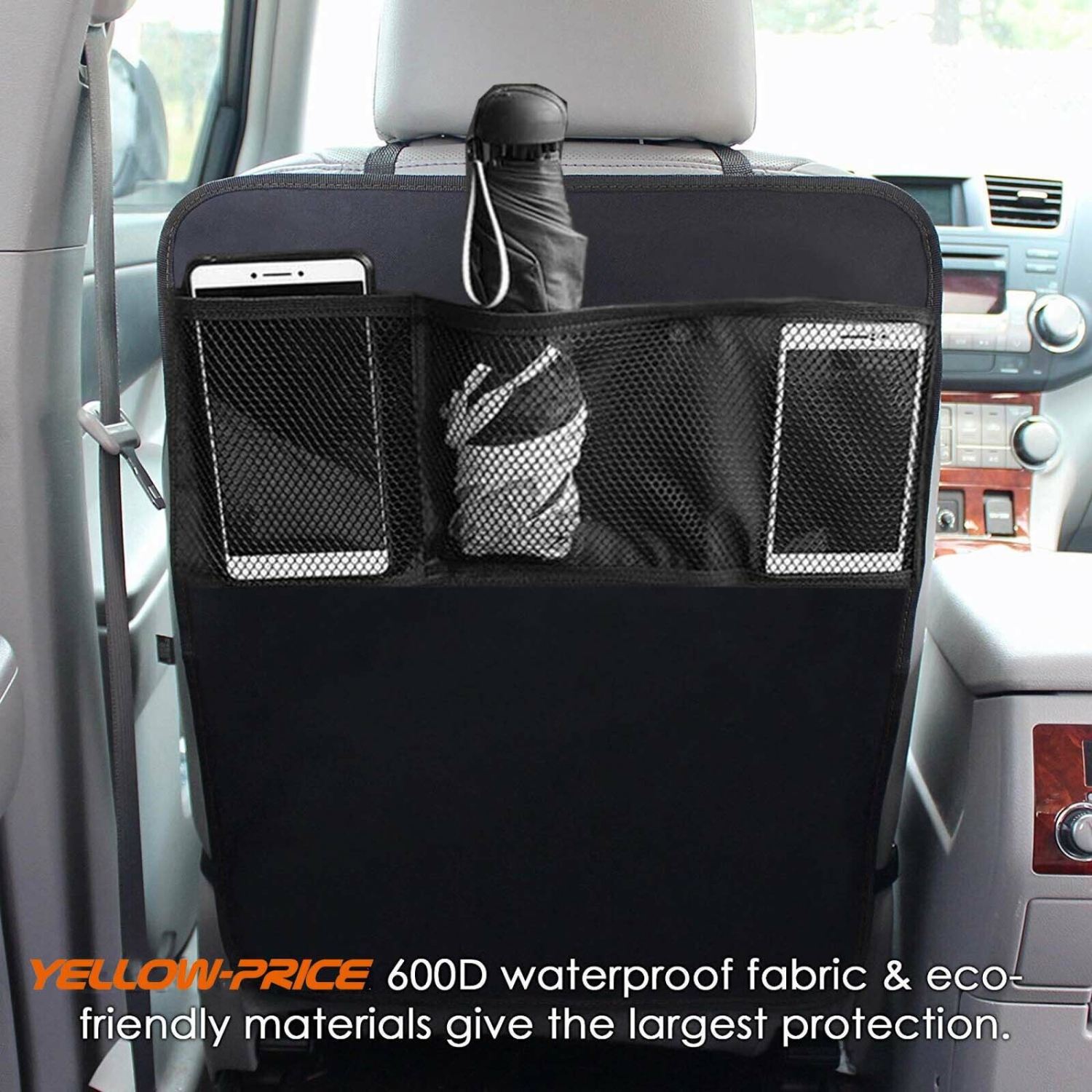 Water & Dirt-proof Car Seat Cover Protector & Car Backseat Organizer Kick Mat