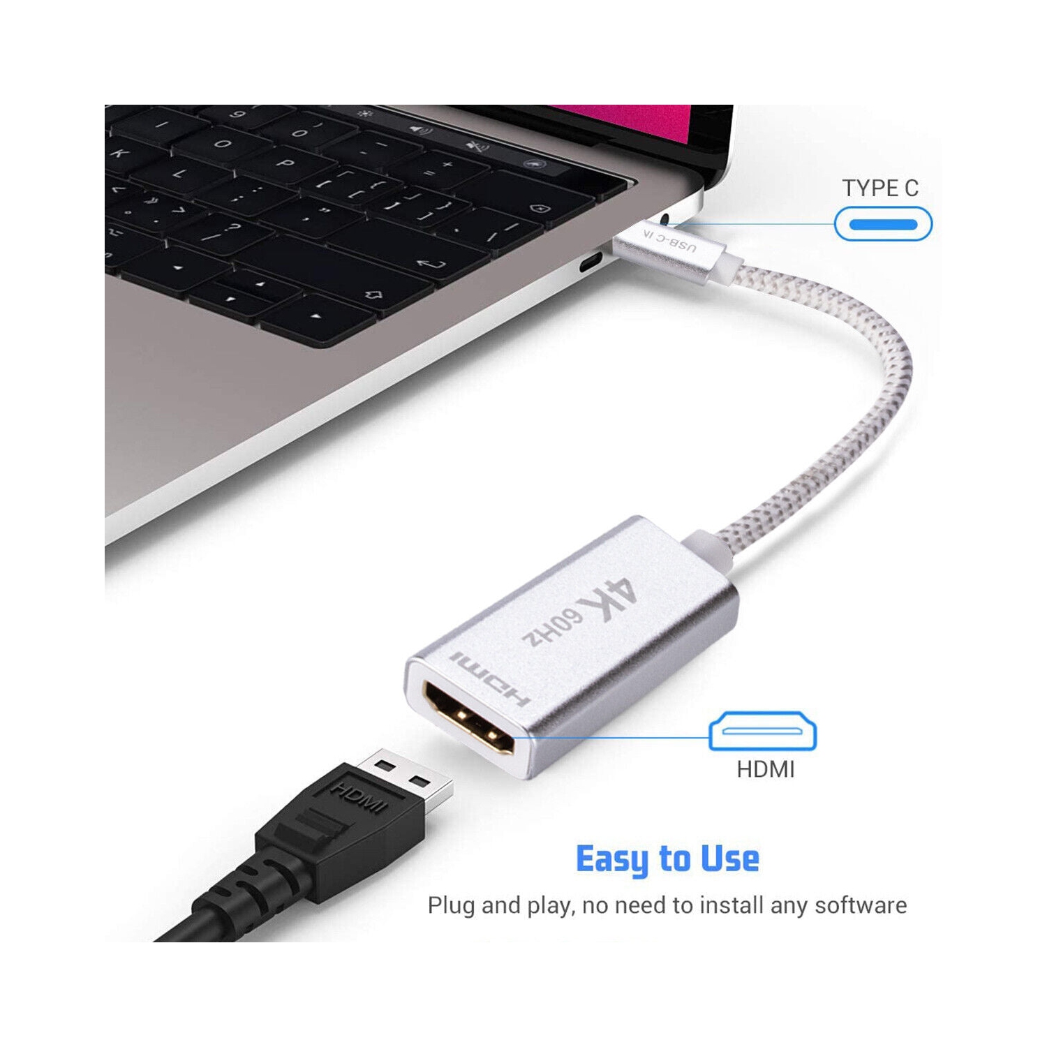 USB 3.1 Type-C to HDMI Female Adapter 4K HD For Samsung Galaxy Note10+ Note10 CA