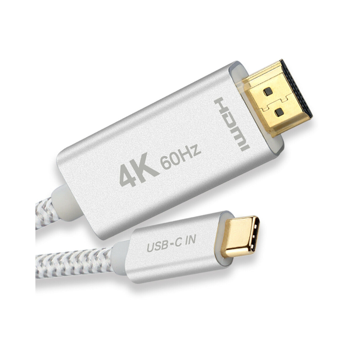 6ft Braided 4K@60Hz USB C to HDMI Cable Adapter(Thunderbolt 3 Compatible) Silver