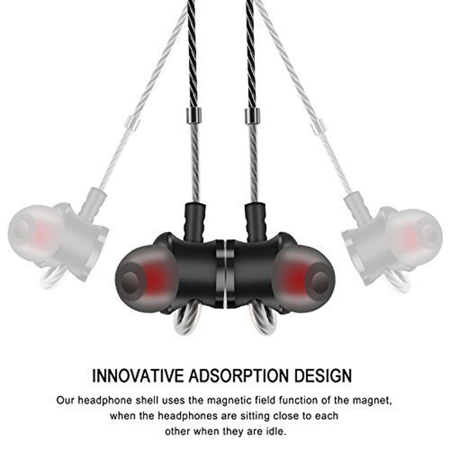 Wired Earphones w/ 3.5mm Plug - Tangle Free, Magnetic, Built In Mic and Controls