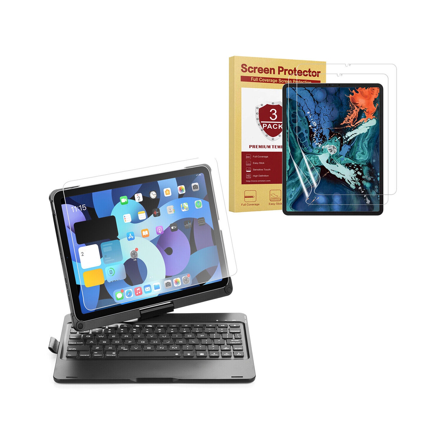 iPad Air 4th 10.9/ Pro 11 2020 Wireless Bluetooth Keyboard Case+Screen Protector