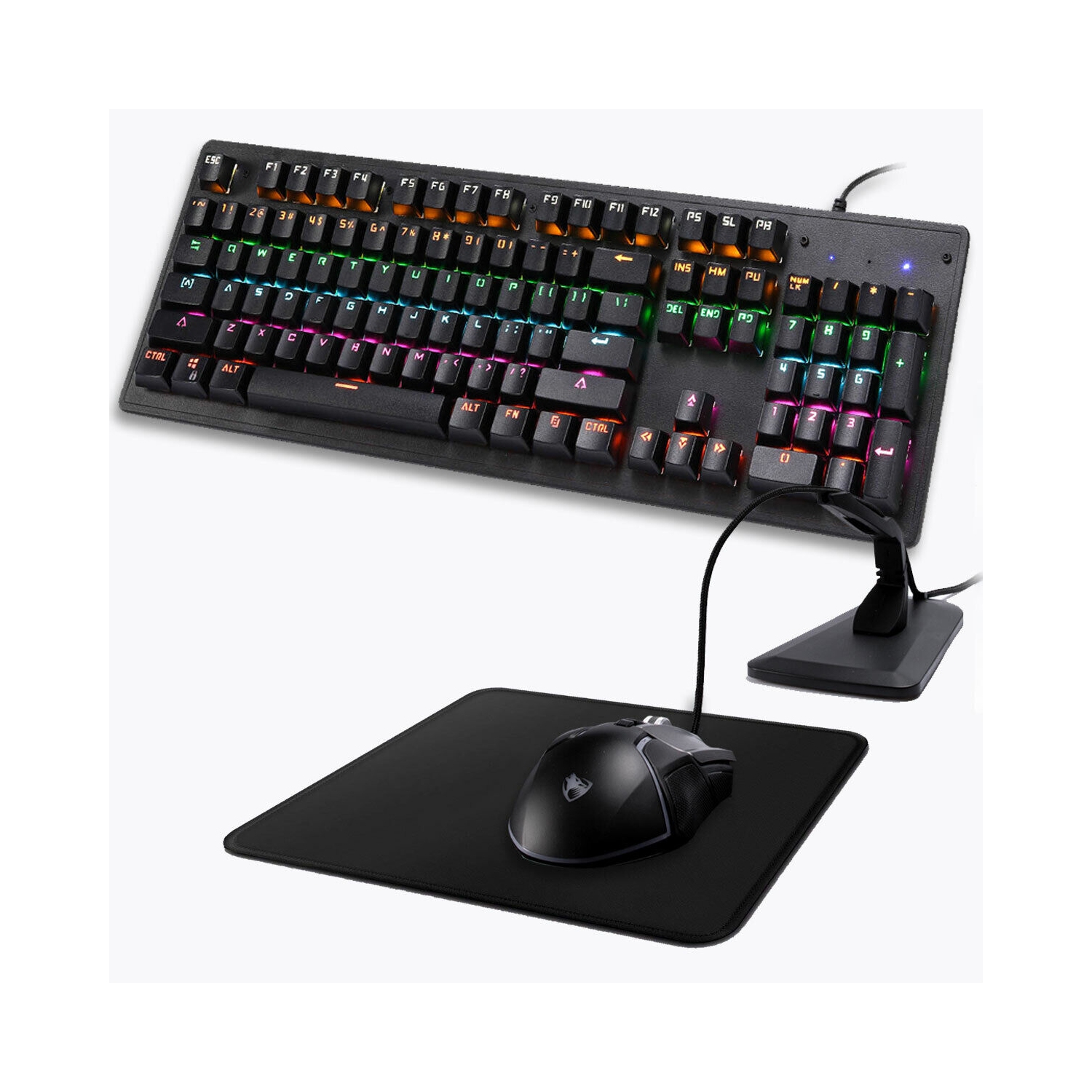 Clavier mécanique et souris de jeu RVB amovibles et ergonomiques à 104 touches