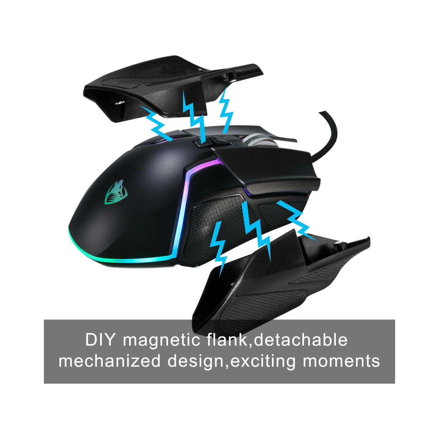 Clavier mécanique et souris de jeu RVB amovibles et ergonomiques à 104 touches