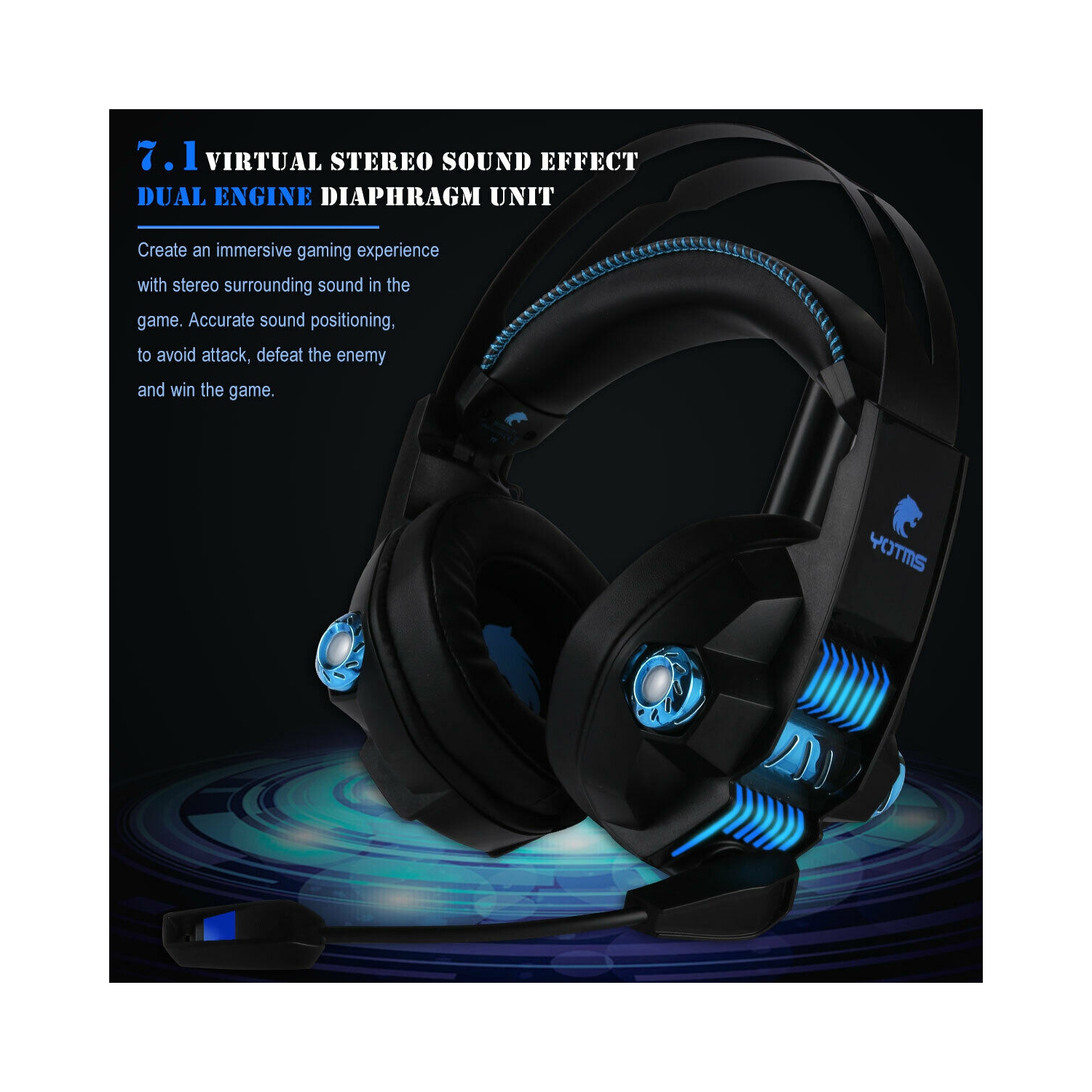 USB Port 3D Stereo PC Headset with 7.1 Surround Sound & HD Microphone for PC CA