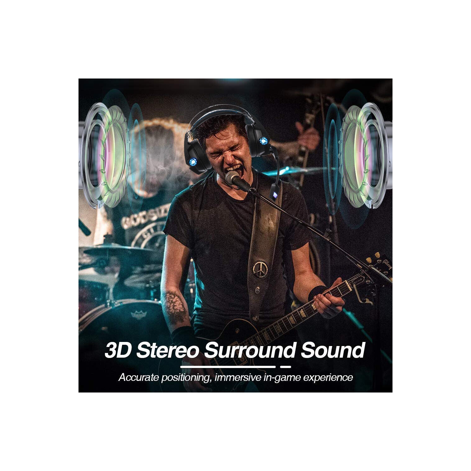 USB Port 3D Stereo PC Headset with 7.1 Surround Sound & HD Microphone for PC CA