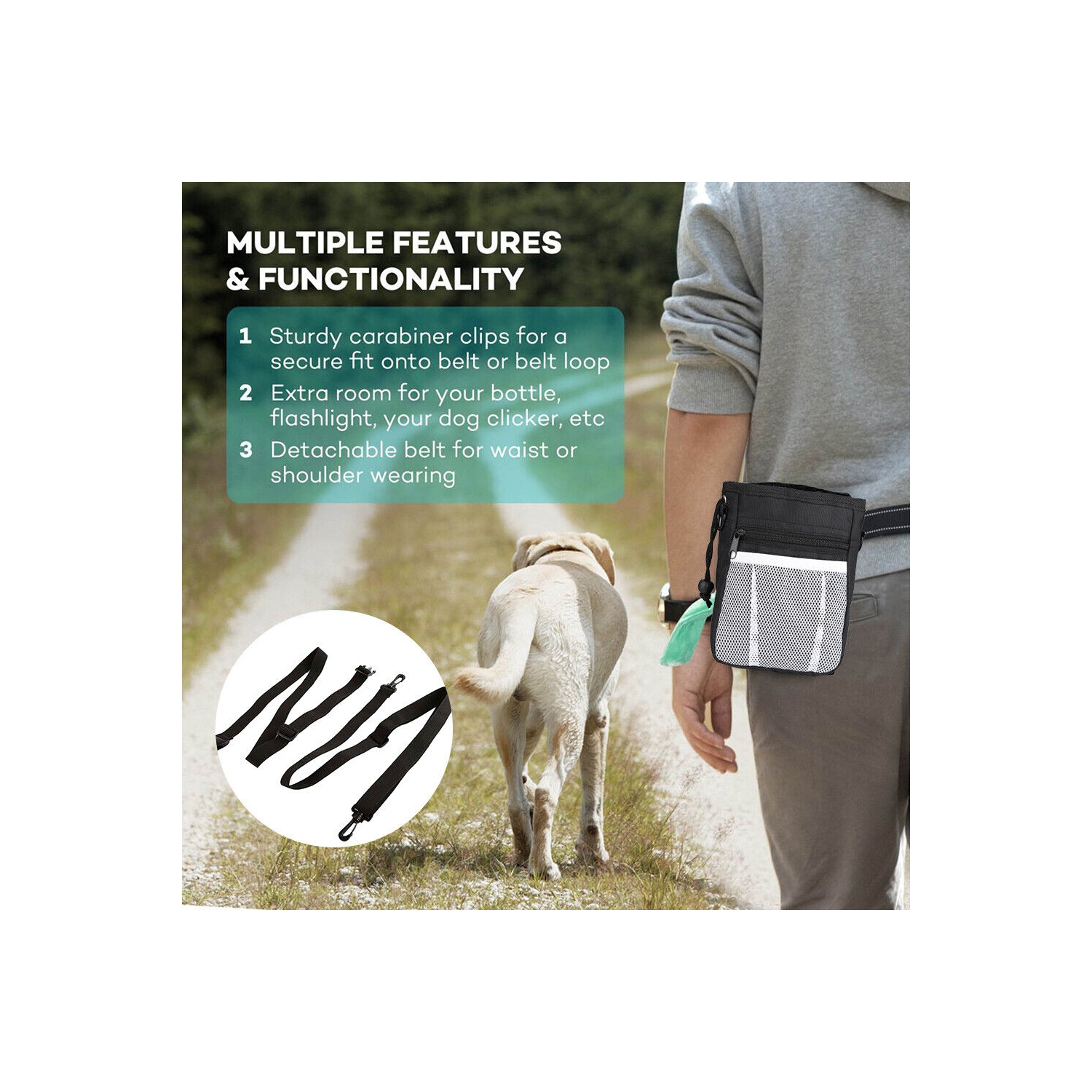 Premium Baggy Belt Dog Walking Treat Holder Bum Bag Hip Belt Training Treats Pup