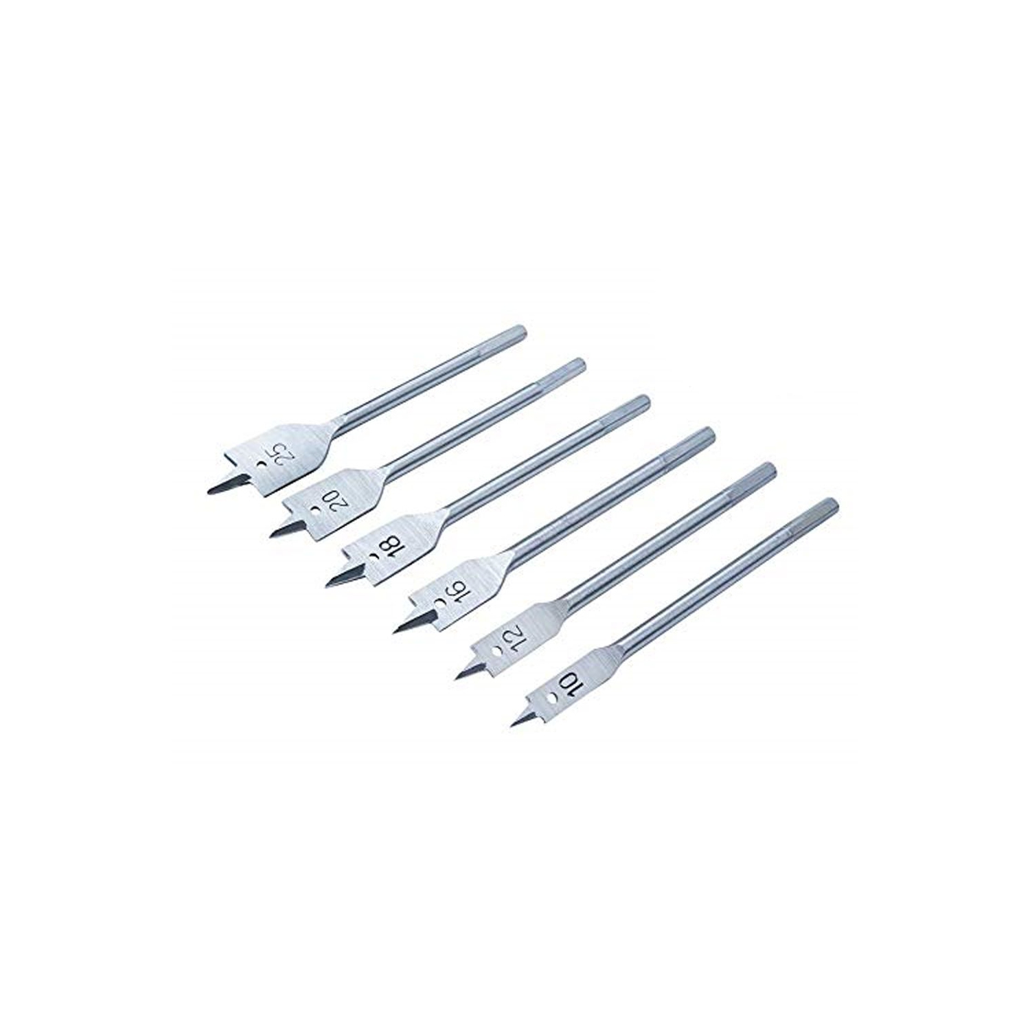 6Pcs Flat Drill Bit Set Hex Shank Wood 10 12 16 18 20 25Mm for Woodworking