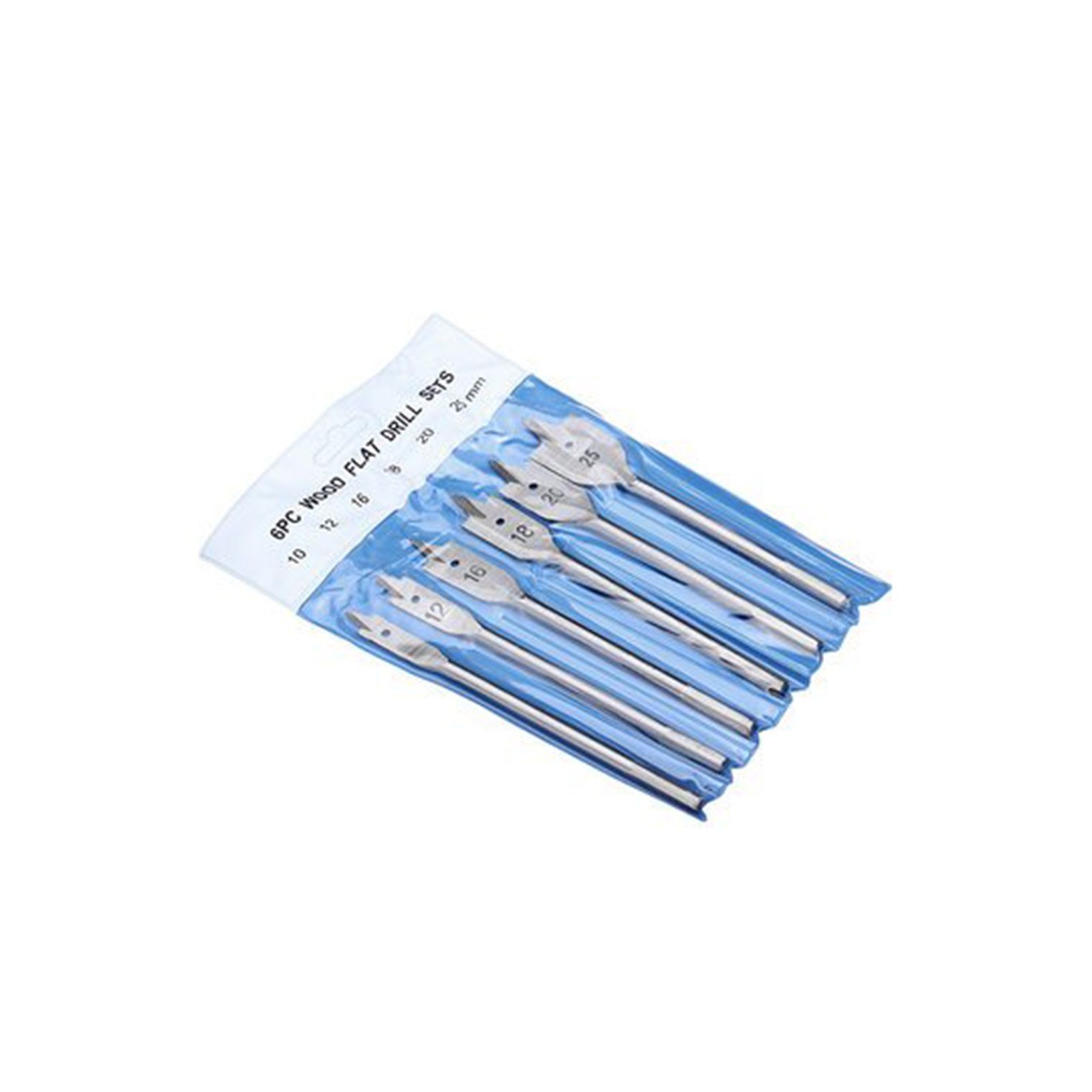 6Pcs Flat Drill Bit Set Hex Shank Wood 10 12 16 18 20 25Mm for Woodworking