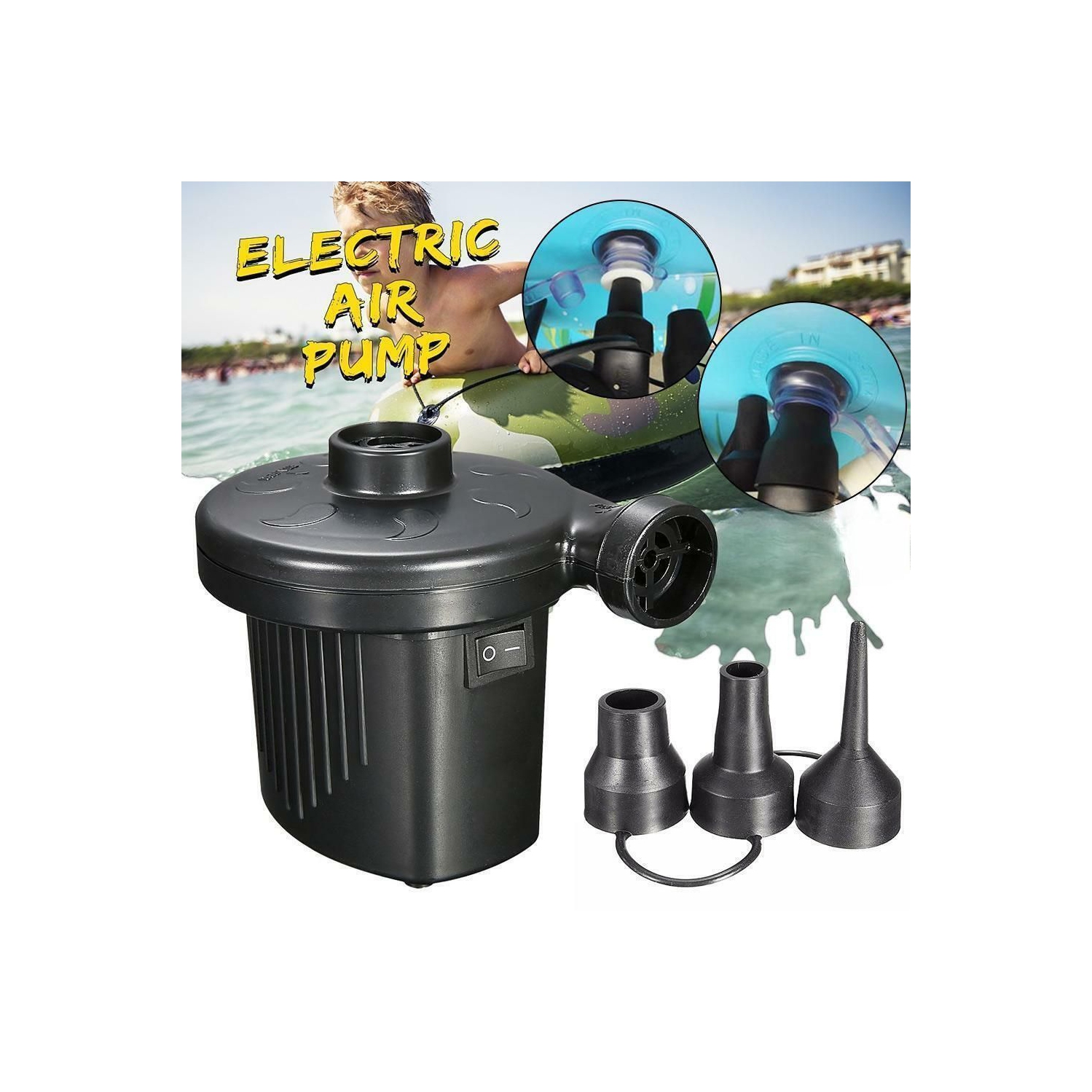 Pompe à air électrique Inflateur de stockage sous vide 110&nbsp;V-120&nbsp;V Sac de compression et dégonflateur avec suceur à 3 buses