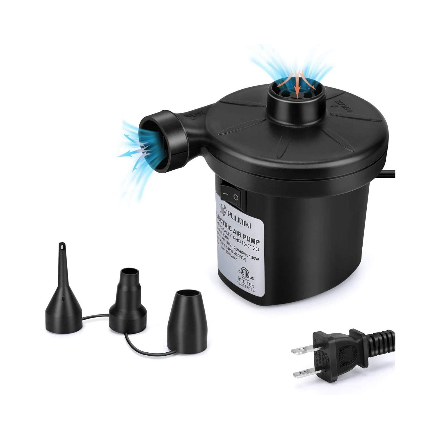 Pompe à air électrique Inflateur de stockage sous vide 110&nbsp;V-120&nbsp;V Sac de compression et dégonflateur avec suceur à 3 buses
