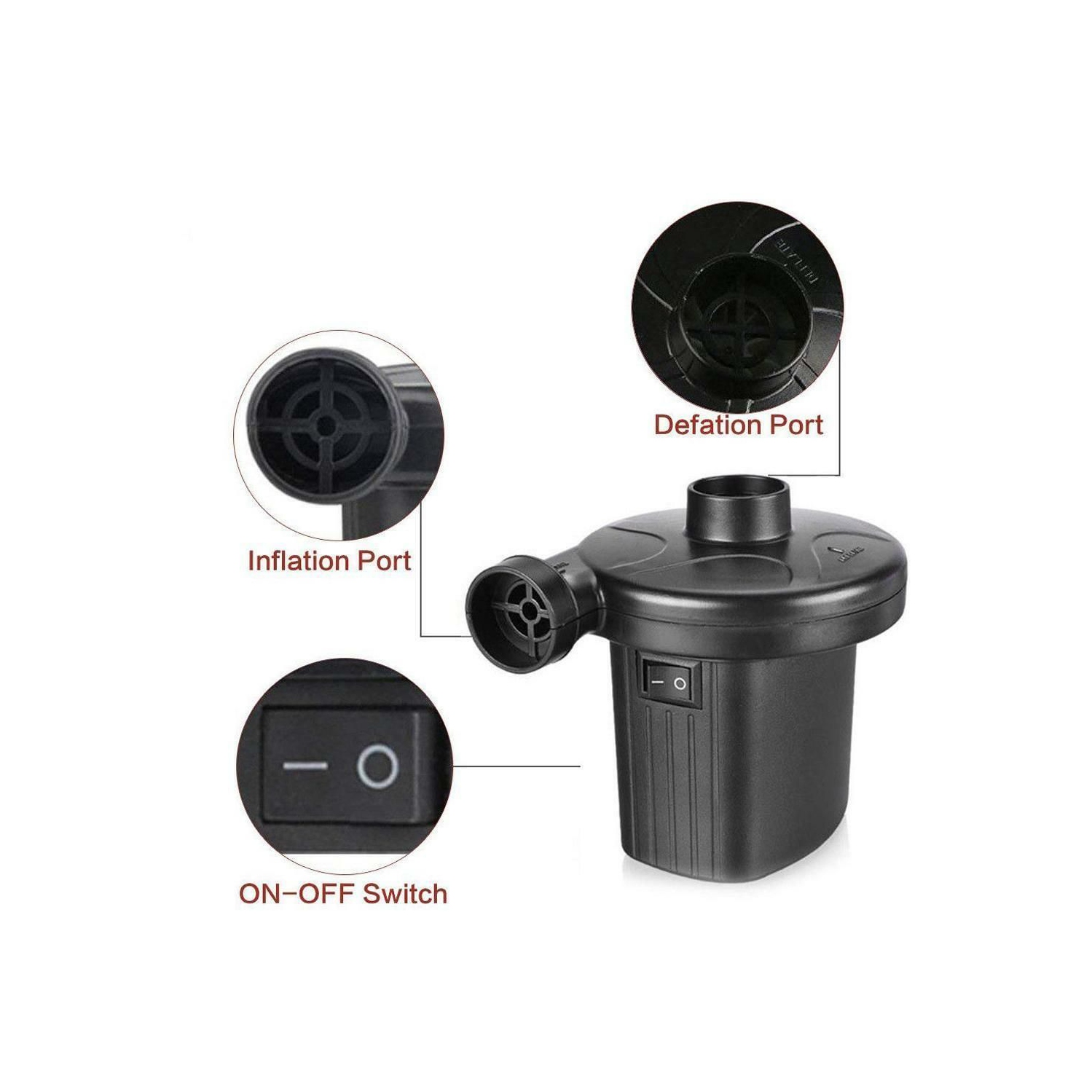 Pompe à air électrique Inflateur de stockage sous vide 110&nbsp;V-120&nbsp;V Sac de compression et dégonflateur avec suceur à 3 buses