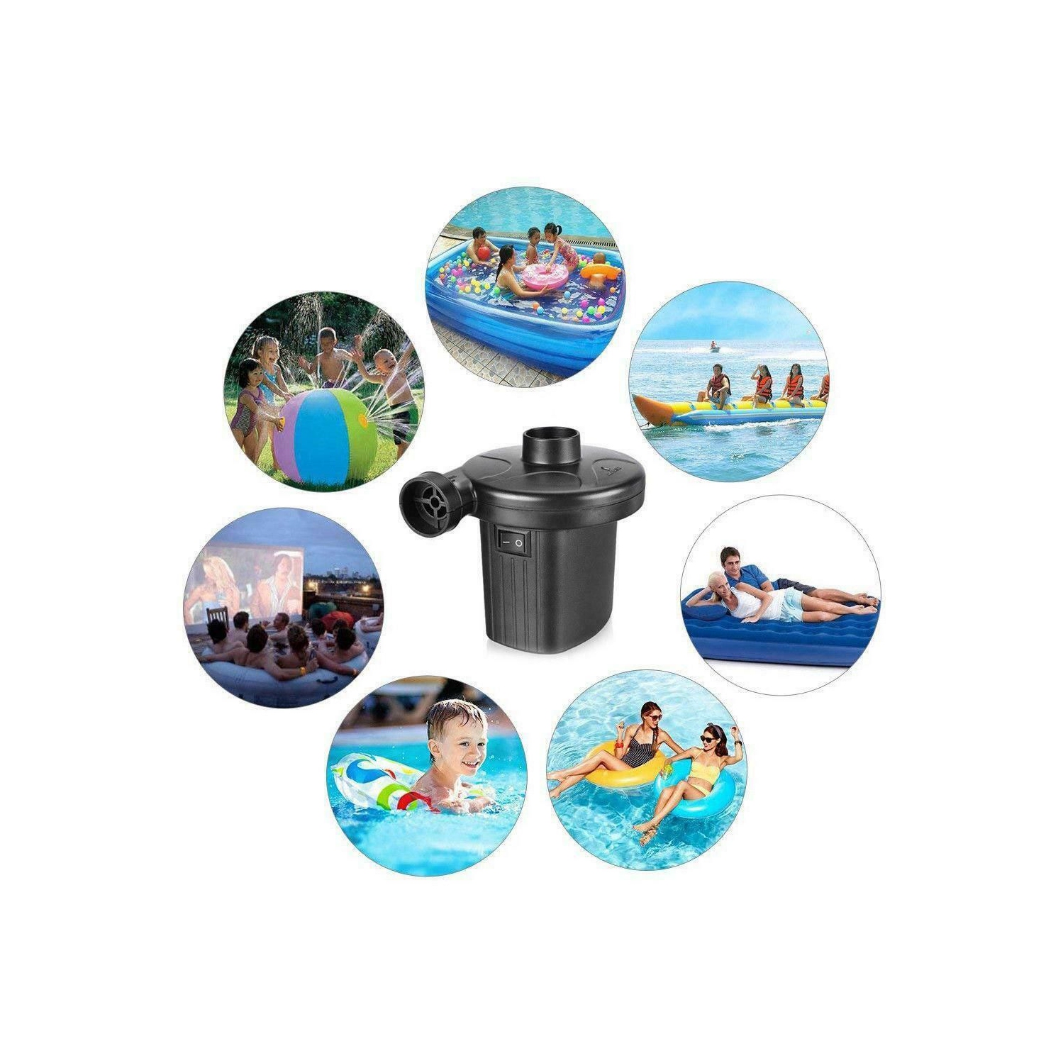 Pompe à air électrique Inflateur de stockage sous vide 110&nbsp;V-120&nbsp;V Sac de compression et dégonflateur avec suceur à 3 buses