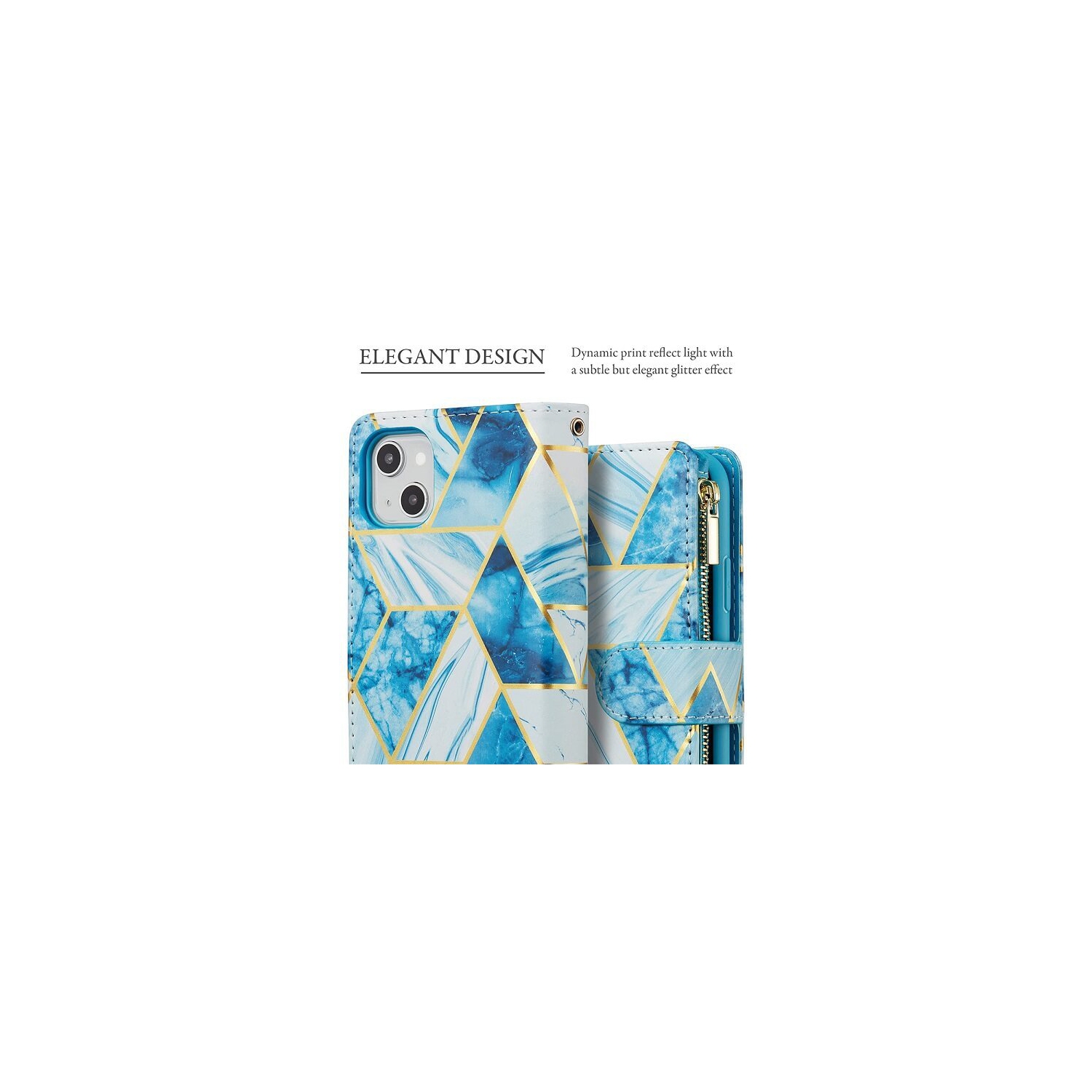 Étui-portefeuille folio en cuir avec MagSafe de SuperShield pour iPhone 14 plus - Bleu