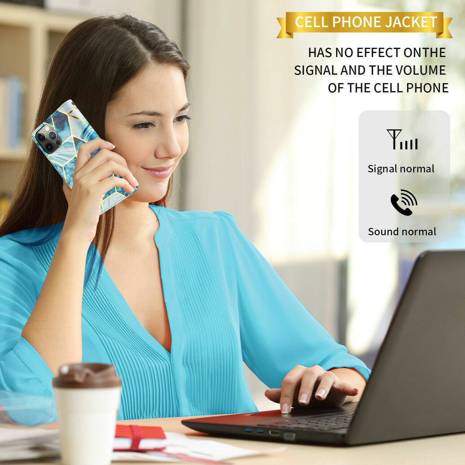 Étui-portefeuille folio en cuir avec MagSafe de SuperShield pour iPhone 14 plus - Bleu