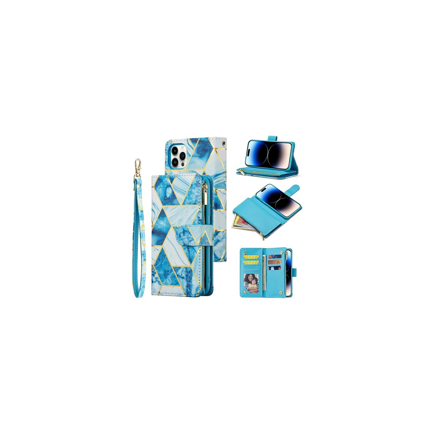 Étui portefeuille Supershield pour Apple iPhone 14 Pro, étui magnétique amovible pour téléphone, cartes Store 6, étui folio en cuir avec béquille et