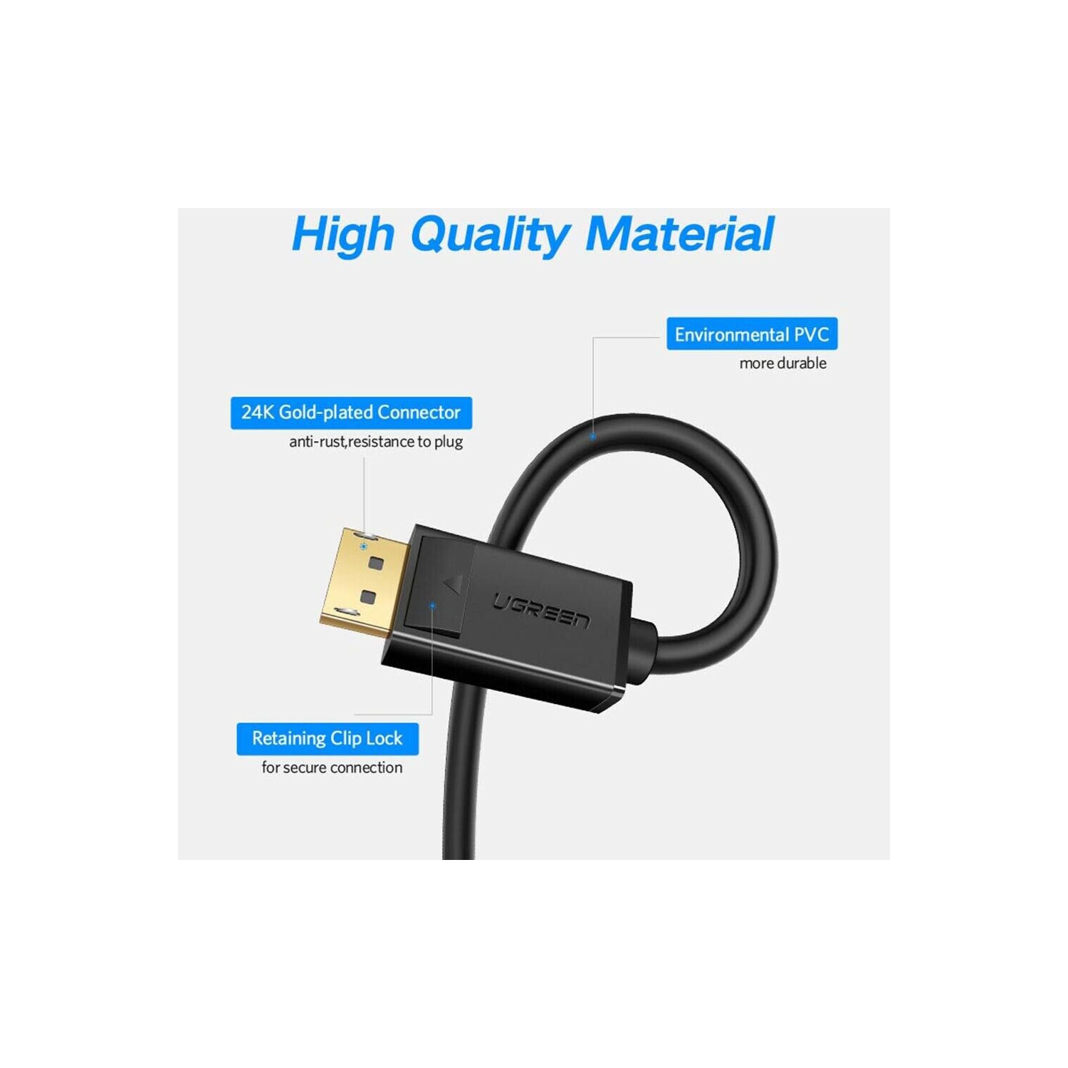 Câble DisplayPort résolution 4K Adaptateur DP à DP 6ft Câble convertisseur vidéo pour ordinateur TV