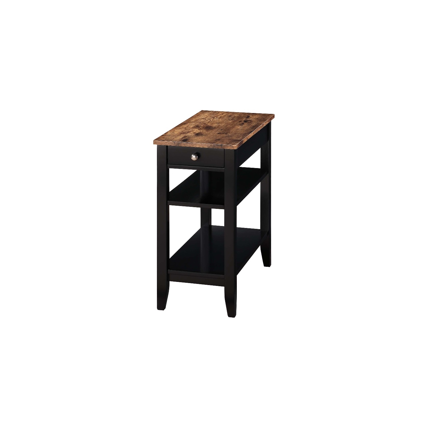American Heritage One-Drawer Chairside End Table with Shelves in Black Wood