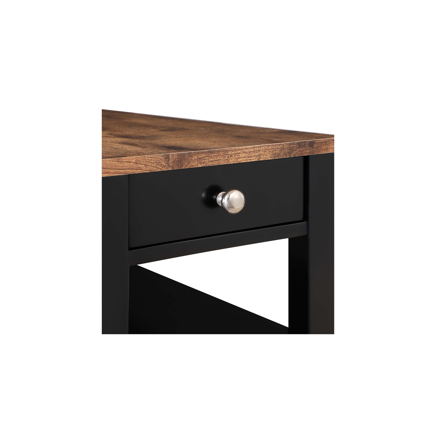 American Heritage One-Drawer Chairside End Table with Shelves in Black Wood