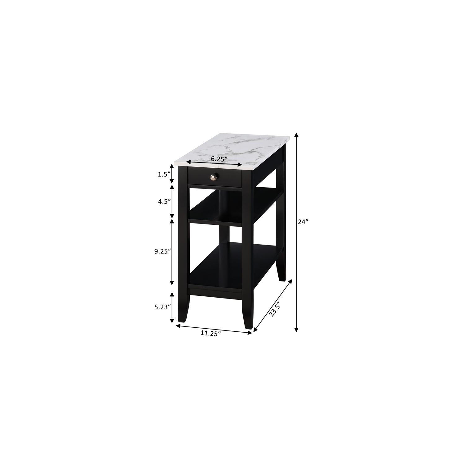 American Heritage One-Drawer Chairside End Table with Shelves in White Wood