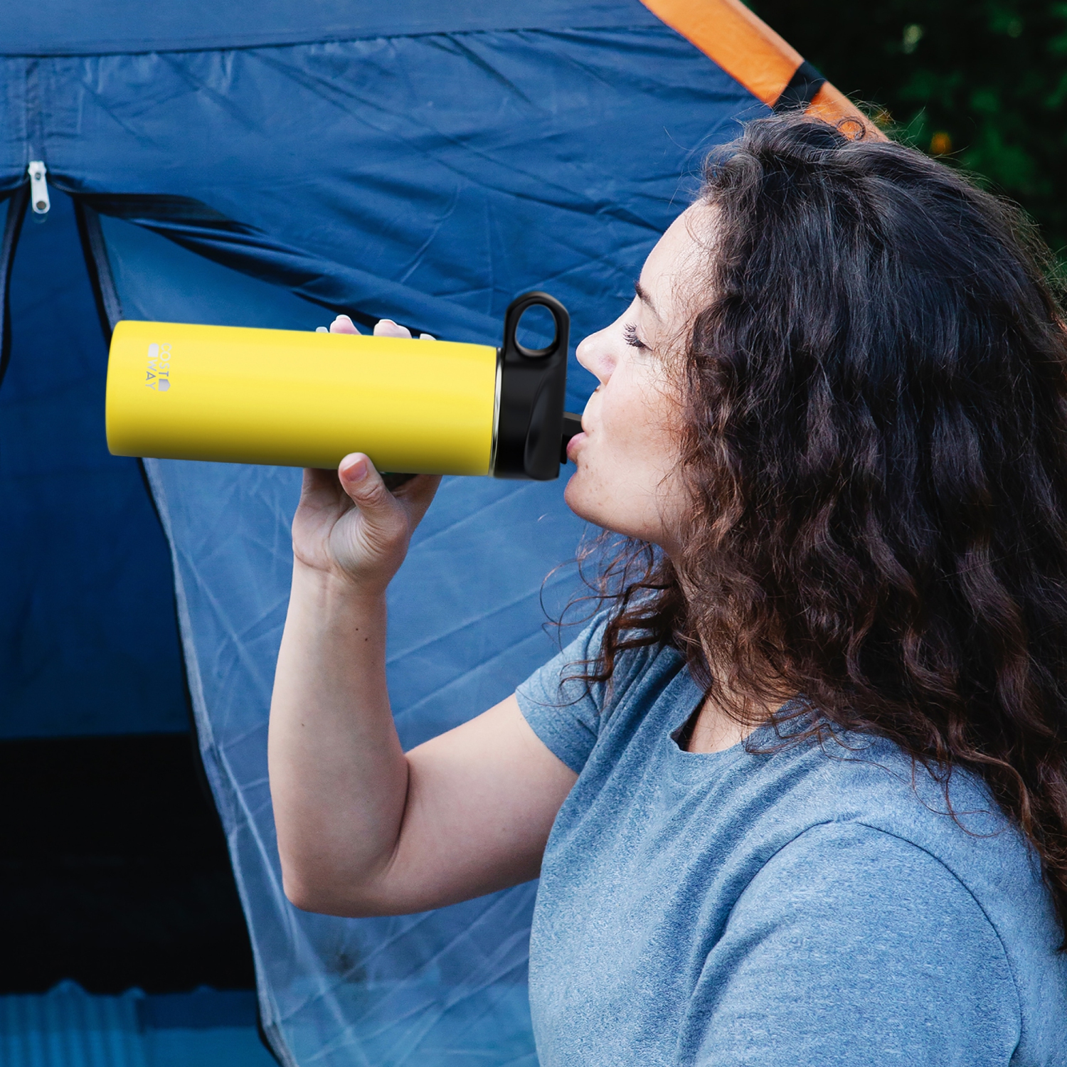 Costway 22 oz Double Wall Insulated Water Bottle Stainless Steel w/ 2 Lids & Straw