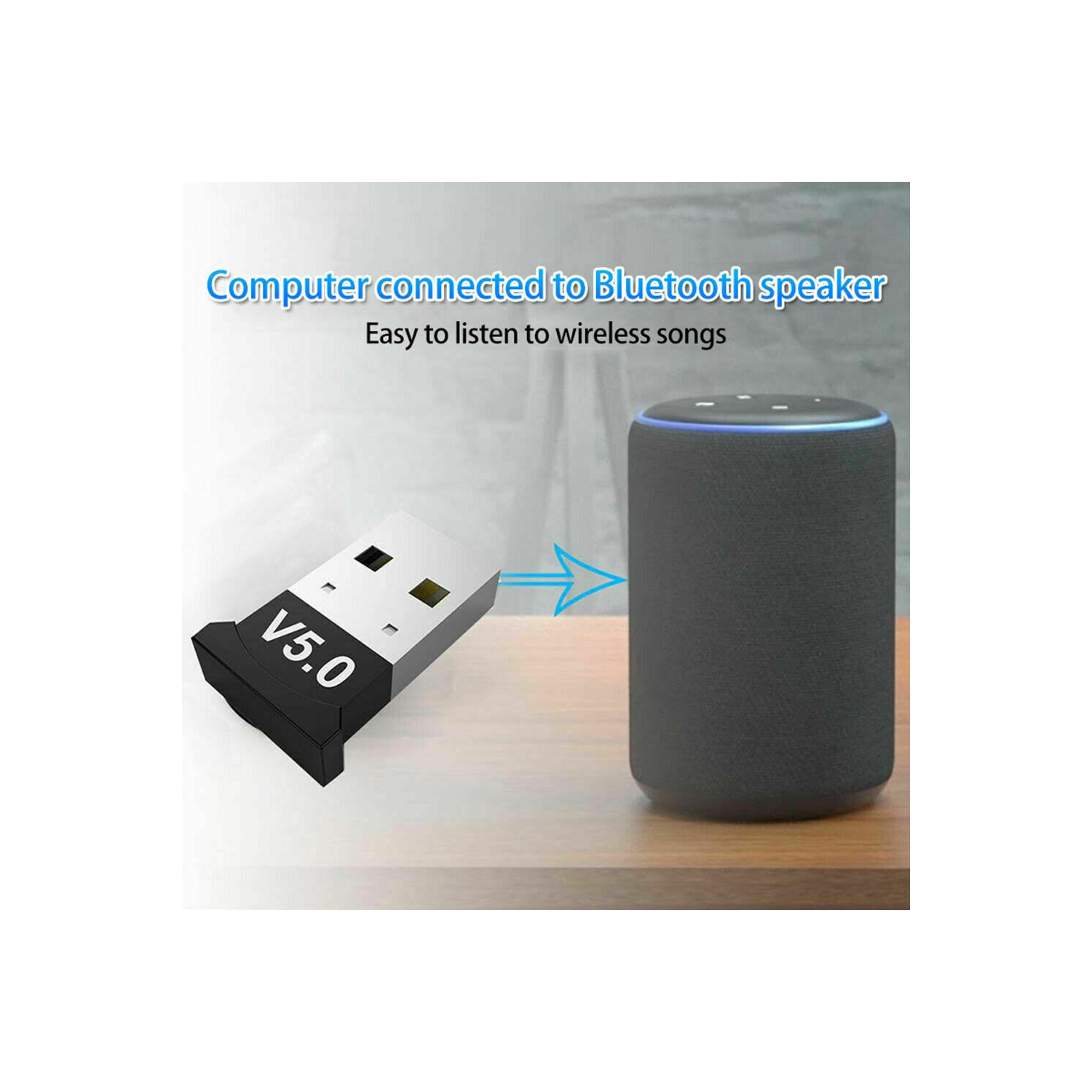 Adaptateur Bluetooth USB 5,0 Clé sans fil Récepteur émetteur Bluetooth pour Windows 10/8.1/8 / 7 / XP Ordinateur portatif pour haut-parleur