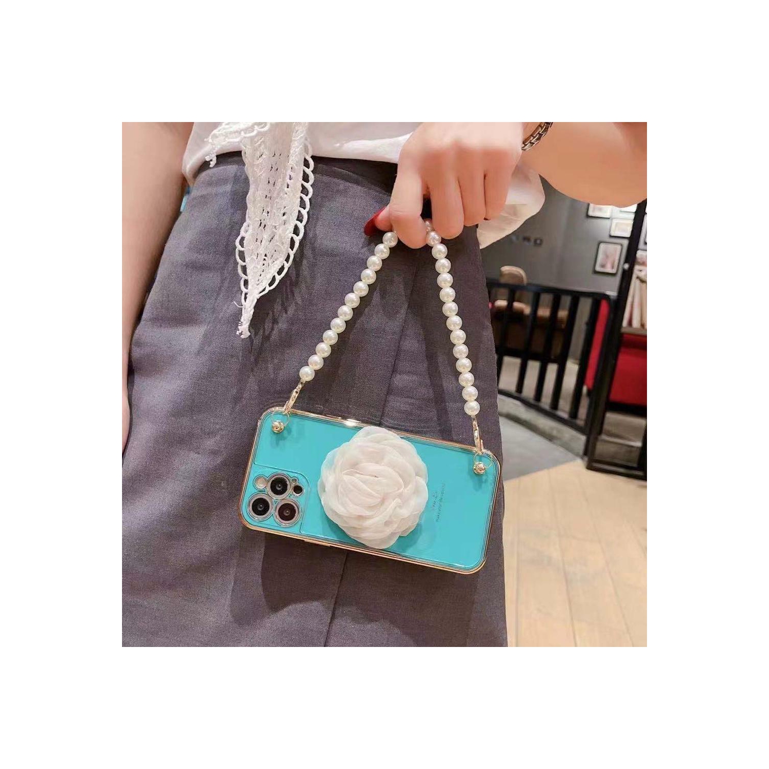 Apple iPhone 11 Women Wrist Chain Bracelet Heavy Duty Case Luxury Silicone Flower Cover