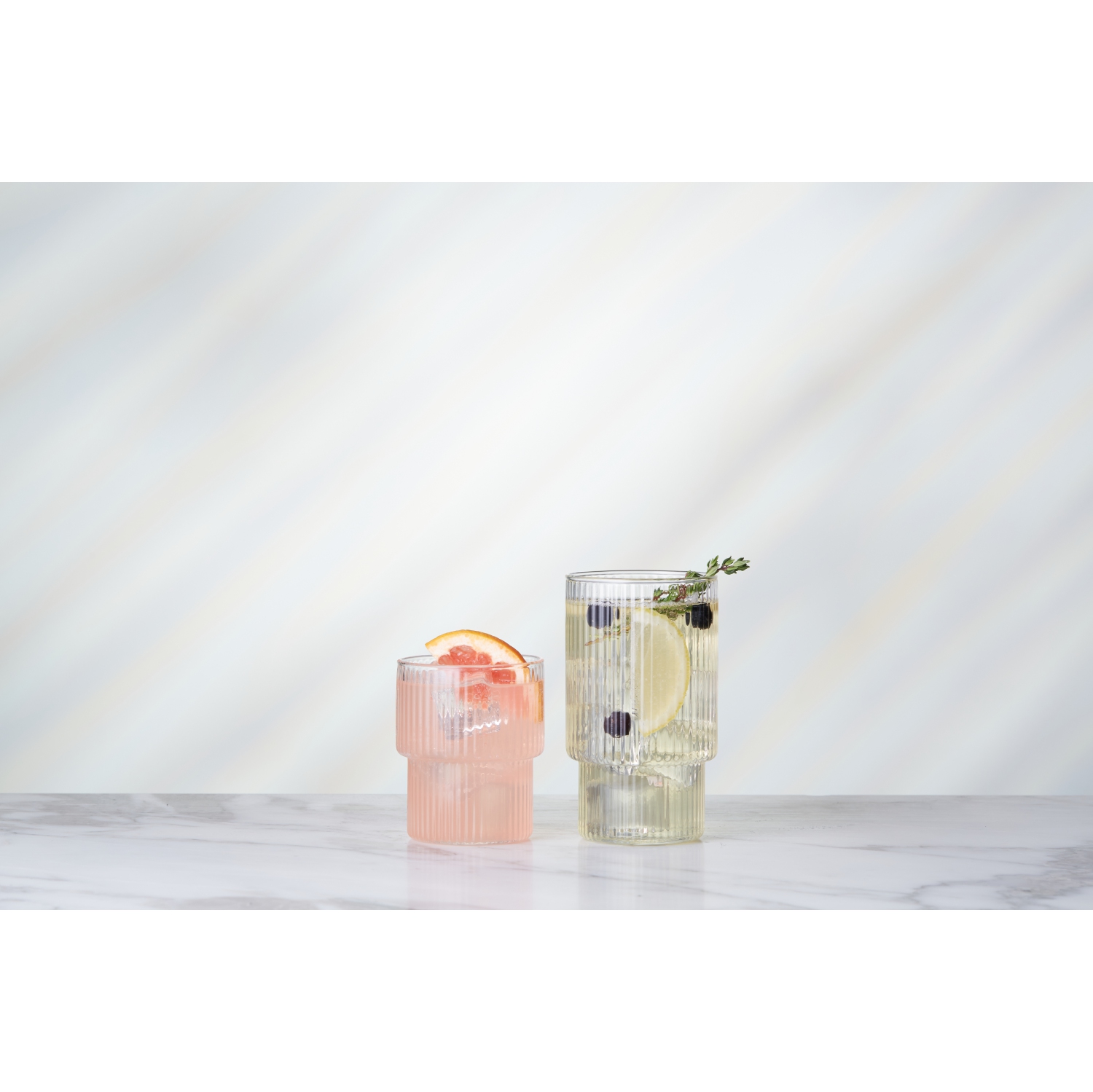 Galateo Capri Collection Victoria Plus Borosilicate Ribbed Drinking Glasses - Set of 4