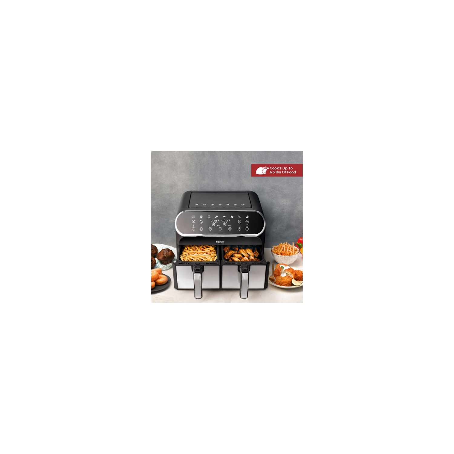 Ultima Cosa Digital Air Fryer - 8L/8.5QT - Black Stainless Steel