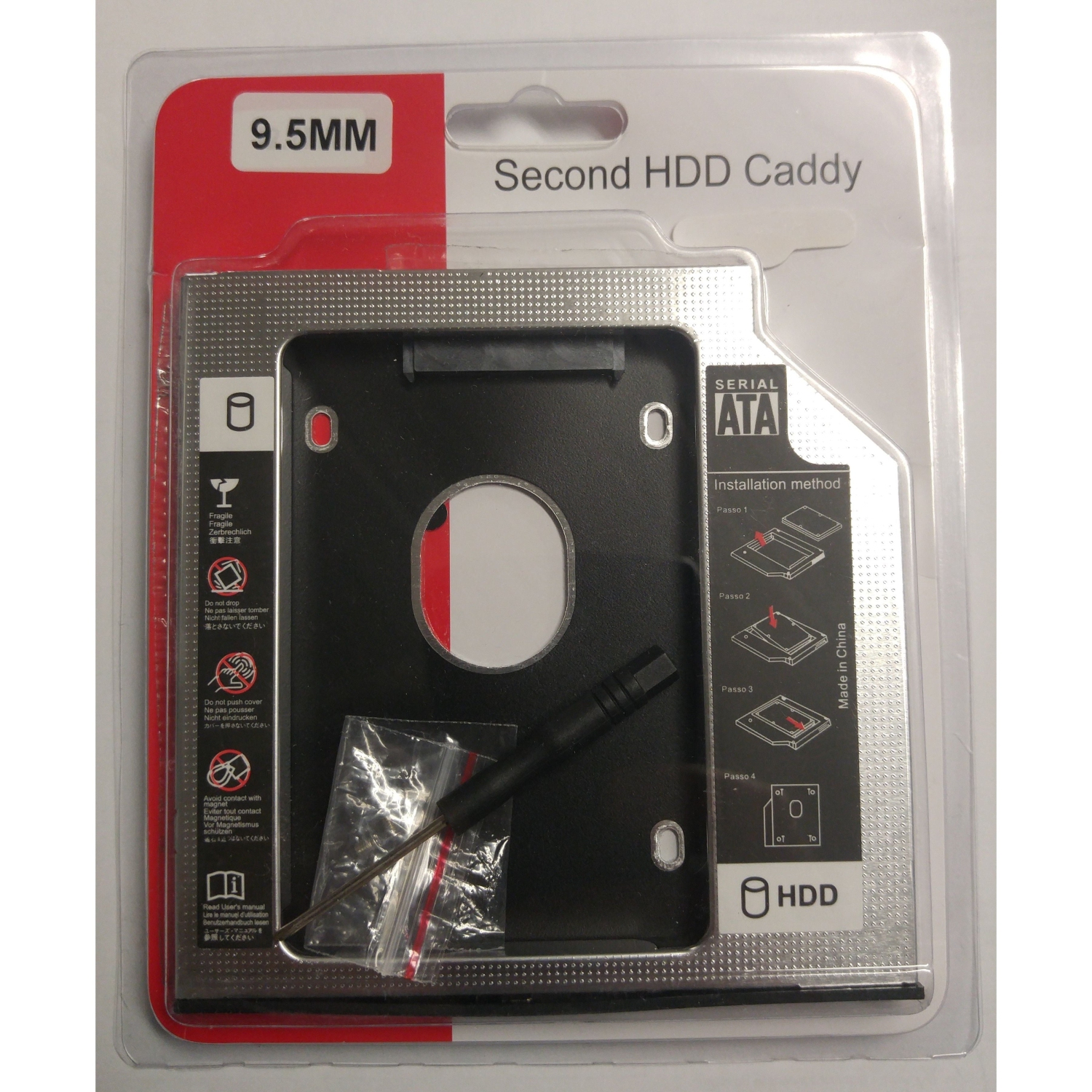 SATA 2nd HDD Caddy for 9.5mm CD/DVD-ROM Optical Bay - Upgrade Your Laptop Storage