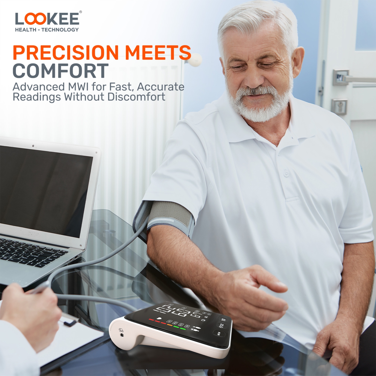 LOOKEE® A2 Premium Blood Pressure Machine for Home Use | Proudly Canadian |Large 6.4” LED Display | Slim Design Upper Arm Large Cuff Automatic Blood