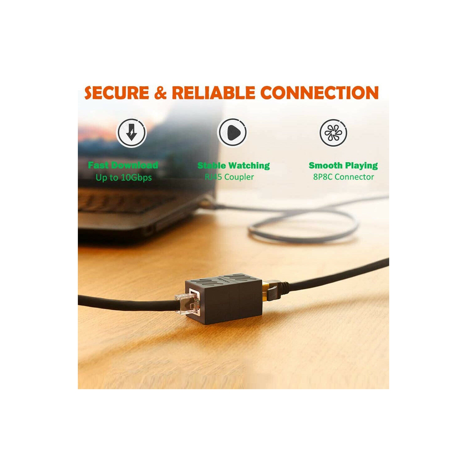 RJ45 Ethernet Coupler, 5 Pieces RJ45 Ethernet Cable Connector in Line Female to Female Coupler for Cat7 Cat6 Cat5e Cat5 Connector