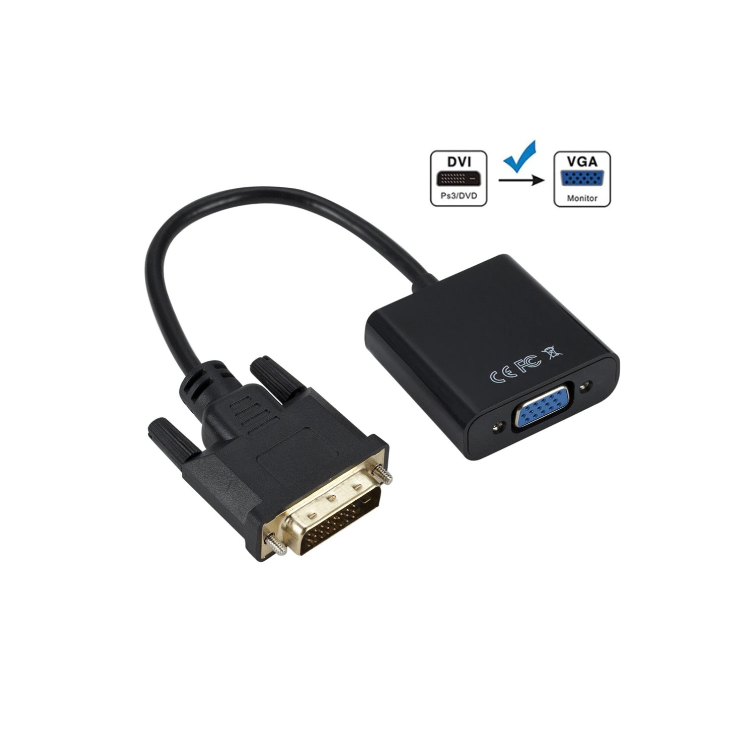 SuperShield DVI to VGA Adapter 1080p DVI-D 24+1 Pin Male to VGA 15Pin Female Connector Active Cable Adapter Converter