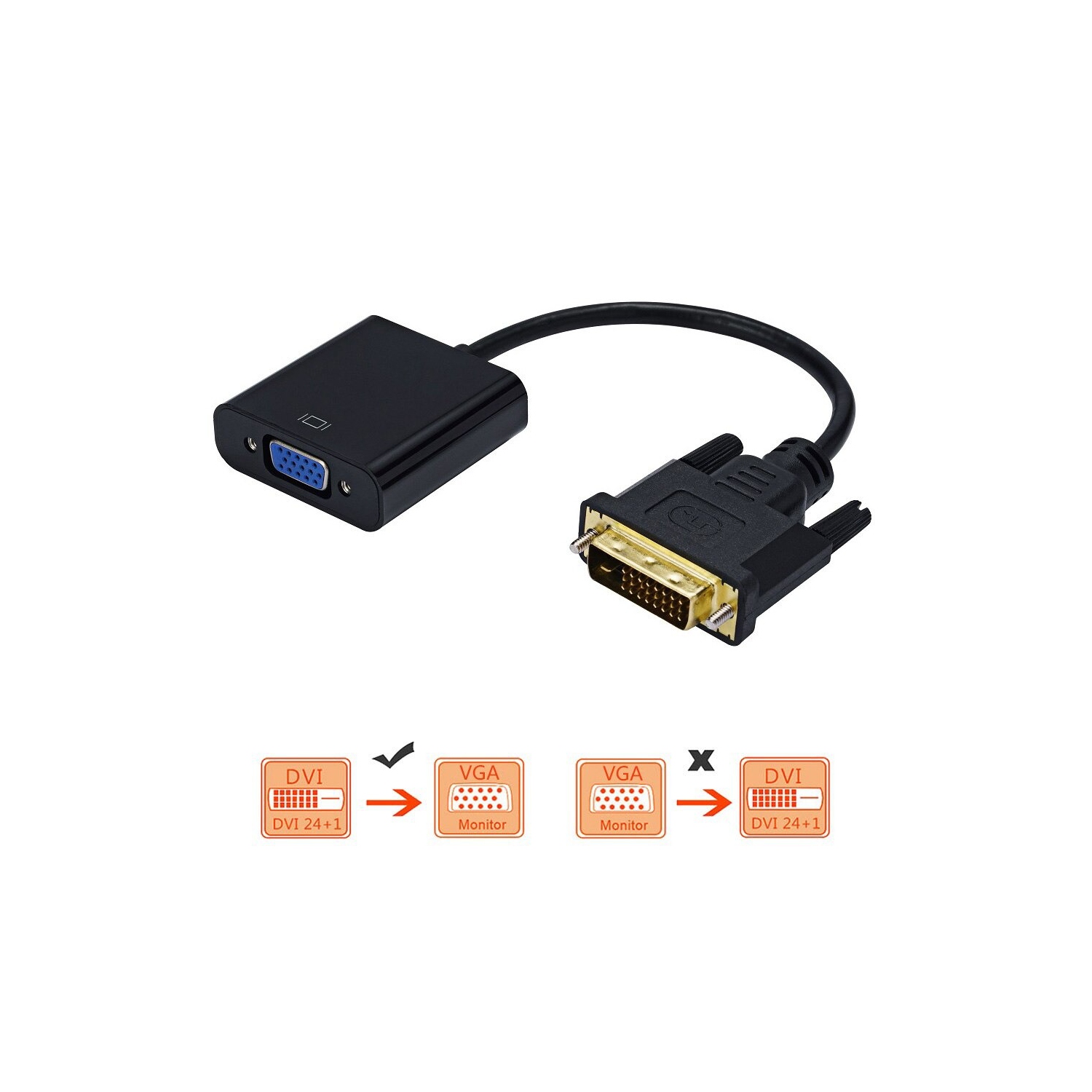 SuperShield DVI to VGA Adapter 1080p DVI-D 24+1 Pin Male to VGA 15Pin Female Connector Active Cable Adapter Converter