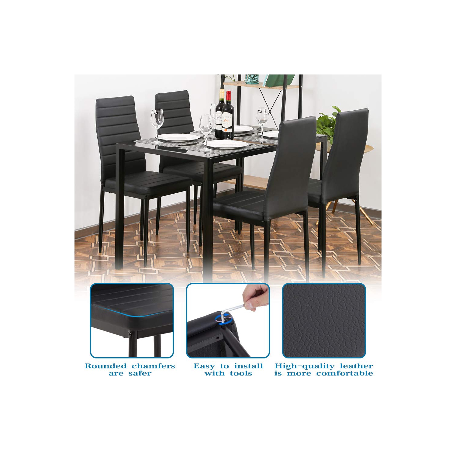 4 Table avec chaises Ensemble de table de salle à manger pour les petits espaces