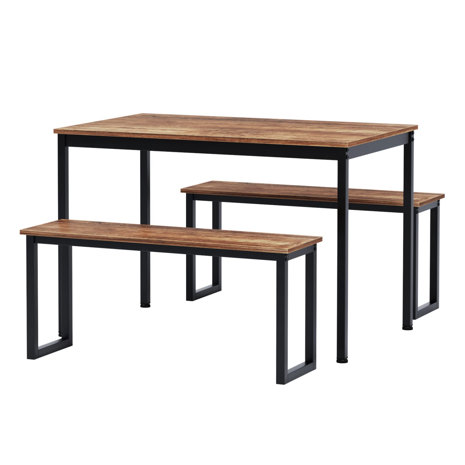 Dining Table with 2 Benches Dining Room Sets for Kitchen, Brown