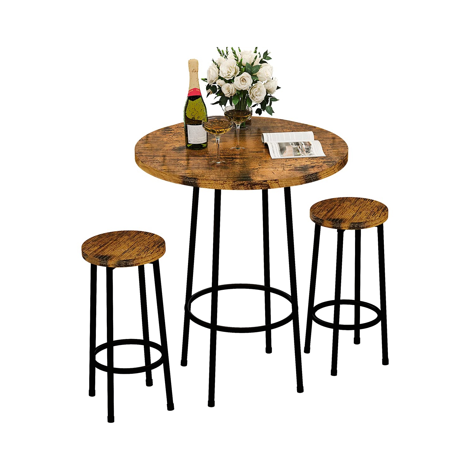 Furniture One 3 Piece Pub Dining Set Rustic Brown