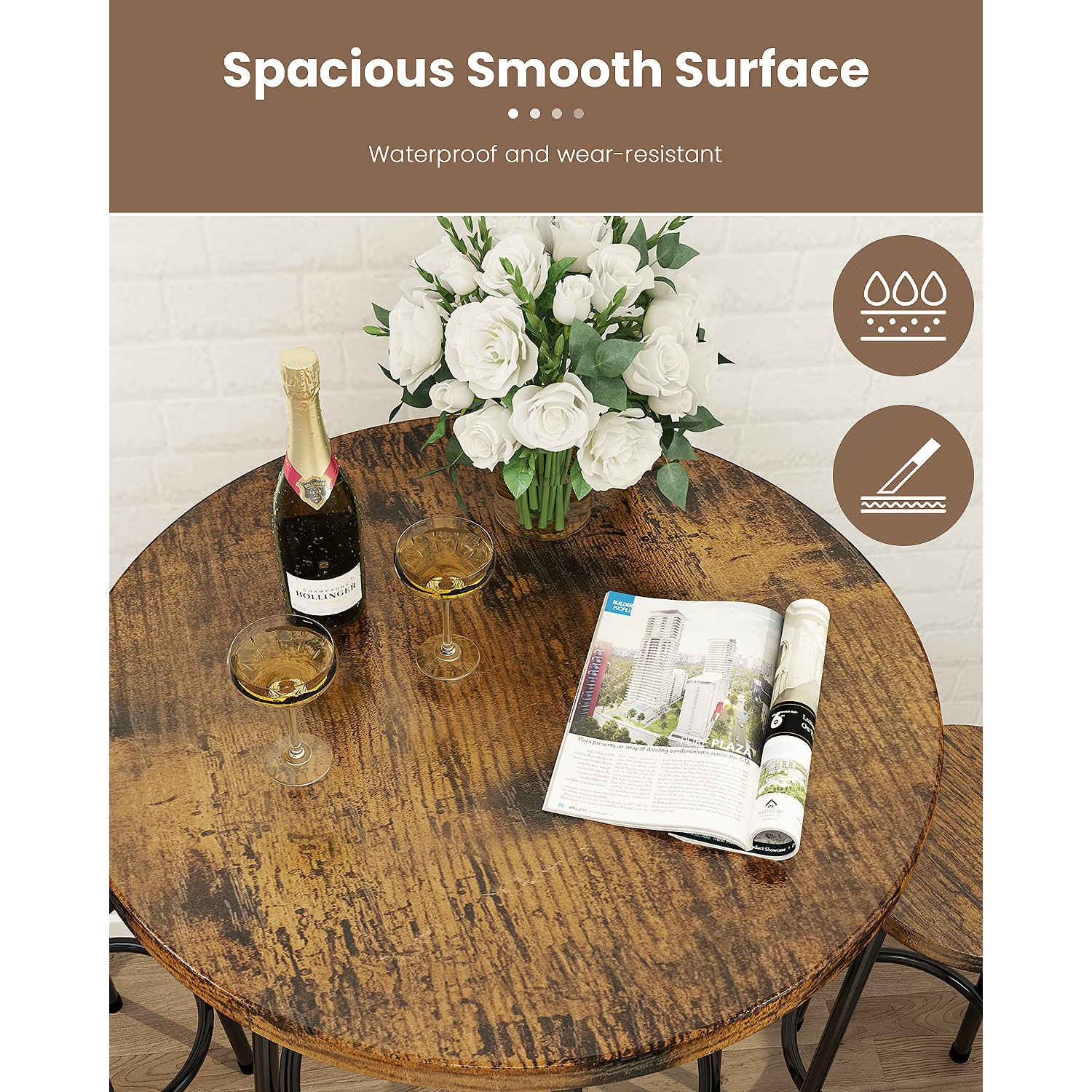 Furniture One 3 Piece Pub Dining Set Rustic Brown