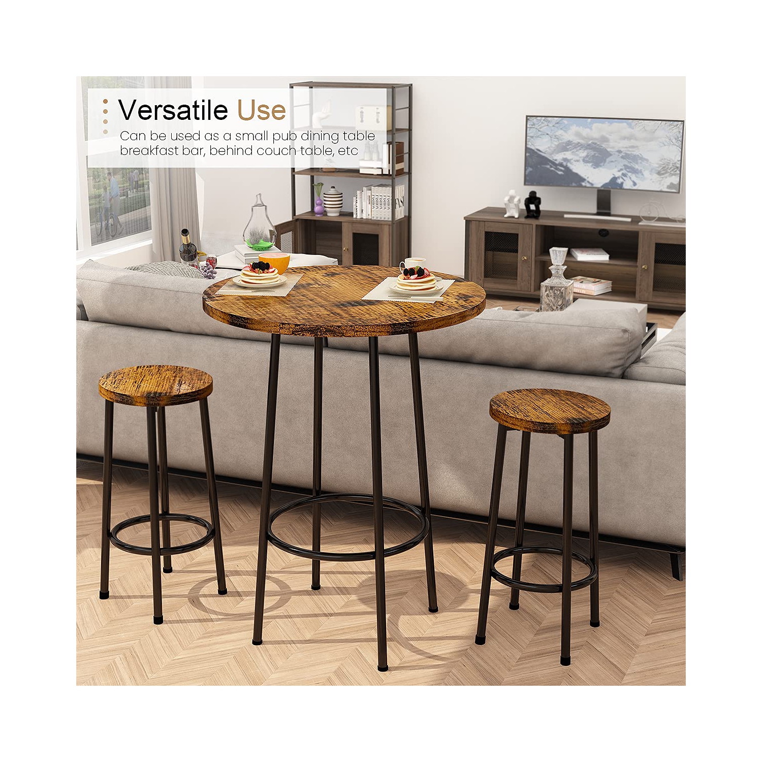 Furniture One 3 Piece Pub Dining Set Rustic Brown