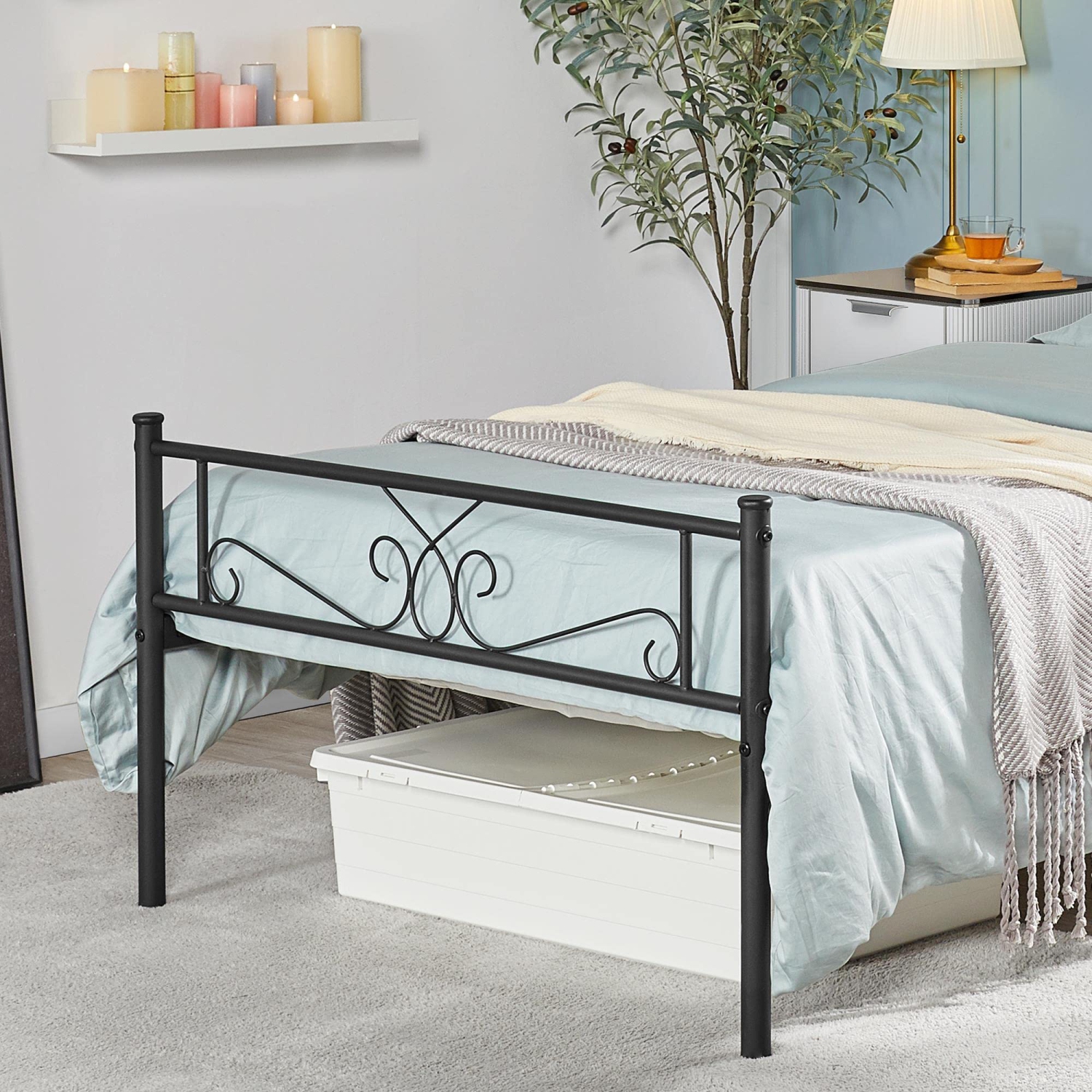 Furniture One Twin Size Metal Bed Frame Black