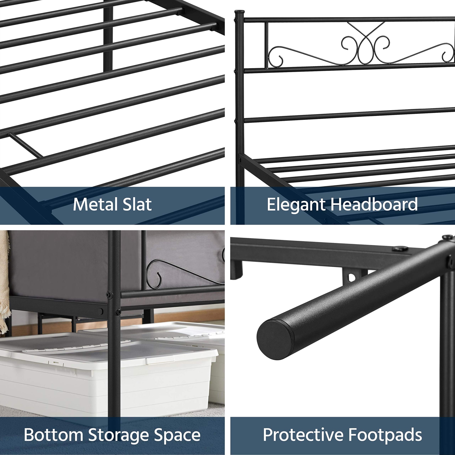 Furniture One Twin Size Metal Bed Frame Black